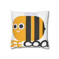 Bee Cool Square Canvas Pillowcase — Cute Yellow Bee Decorative Throw Pillow Cover