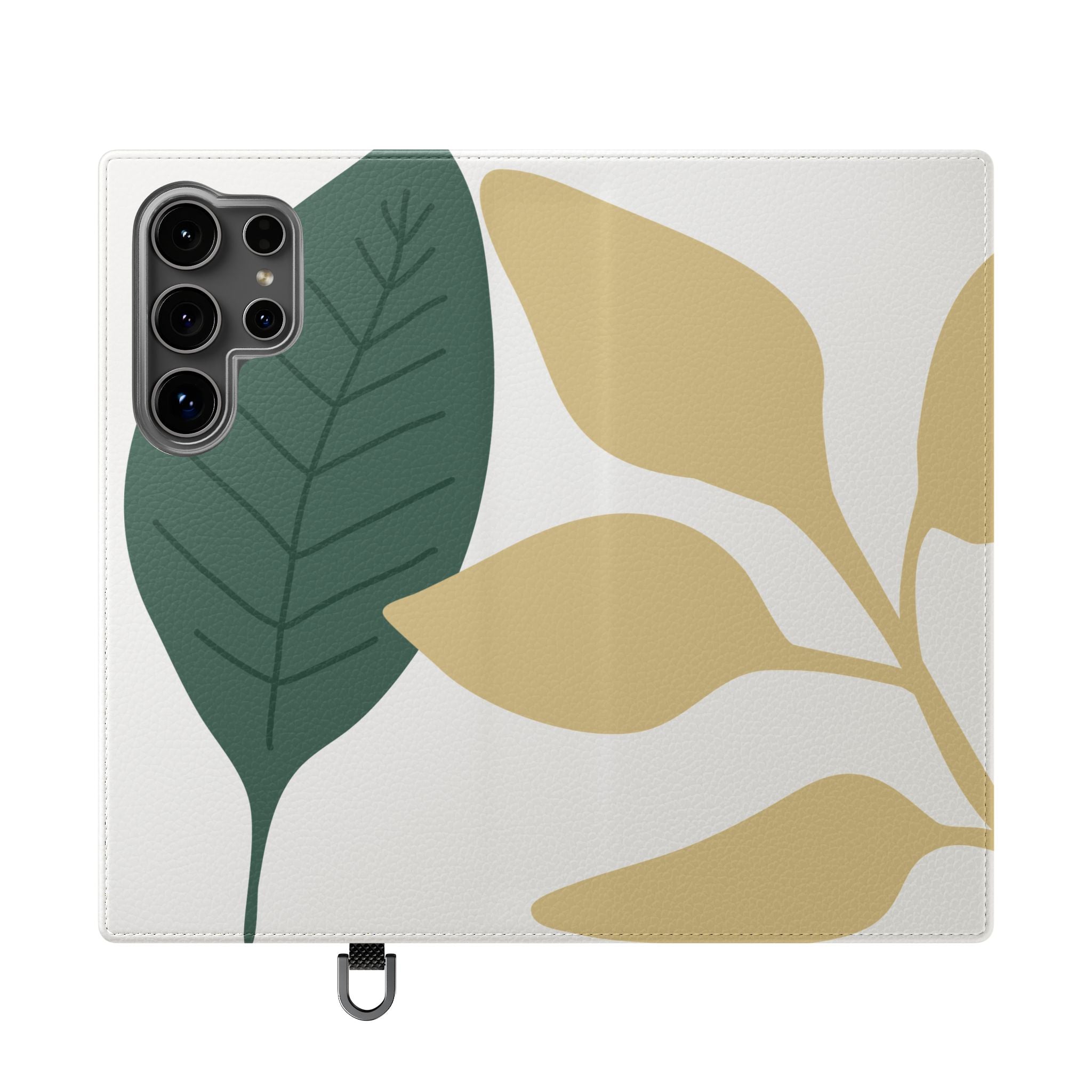 Botanical Leaf Flip Phone Case — Floral Wallet Flip Case with Card Slots