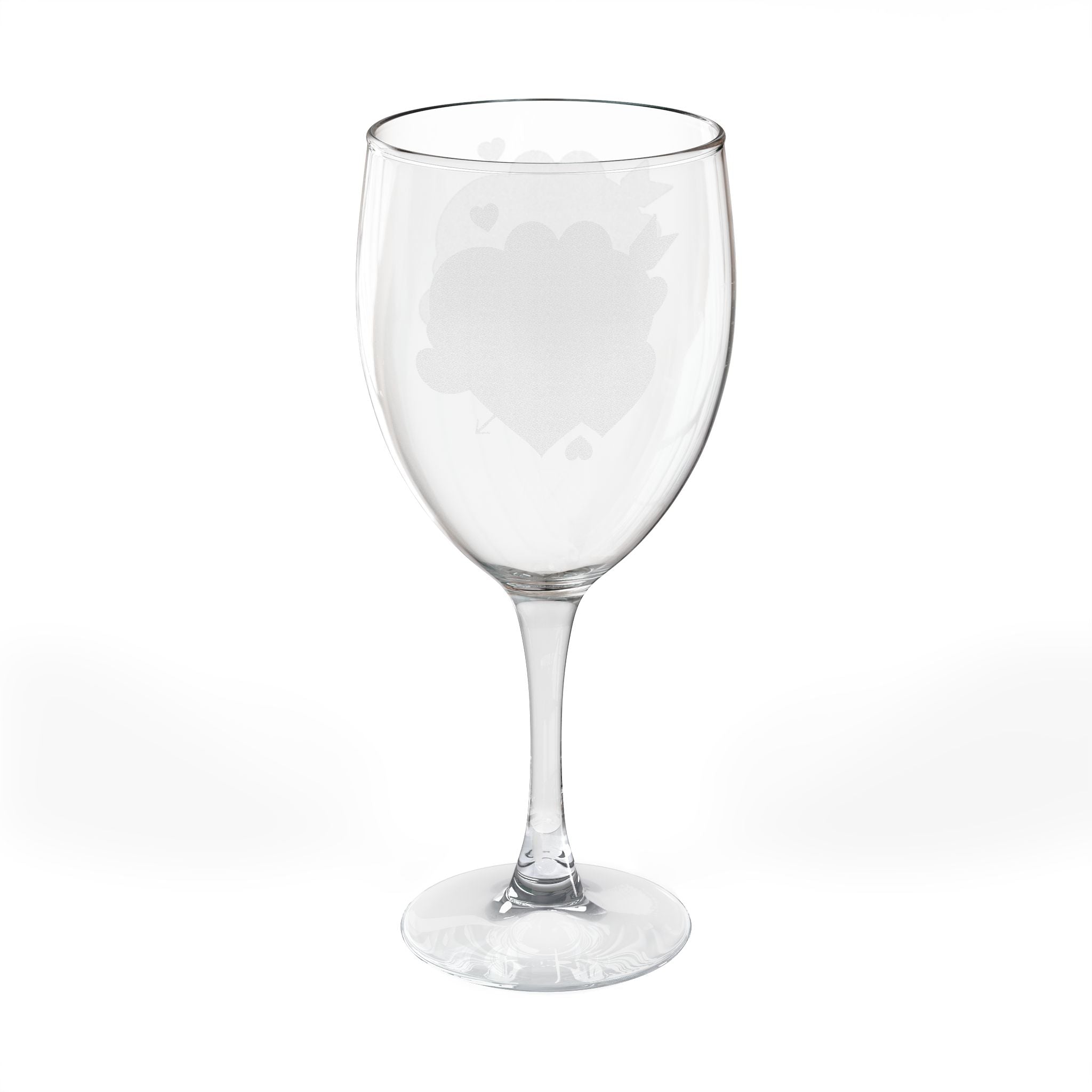 Engraved 10.5oz Wine Glass — Personalized Heart Monogram Stemware, Wedding & Anniversary Gift