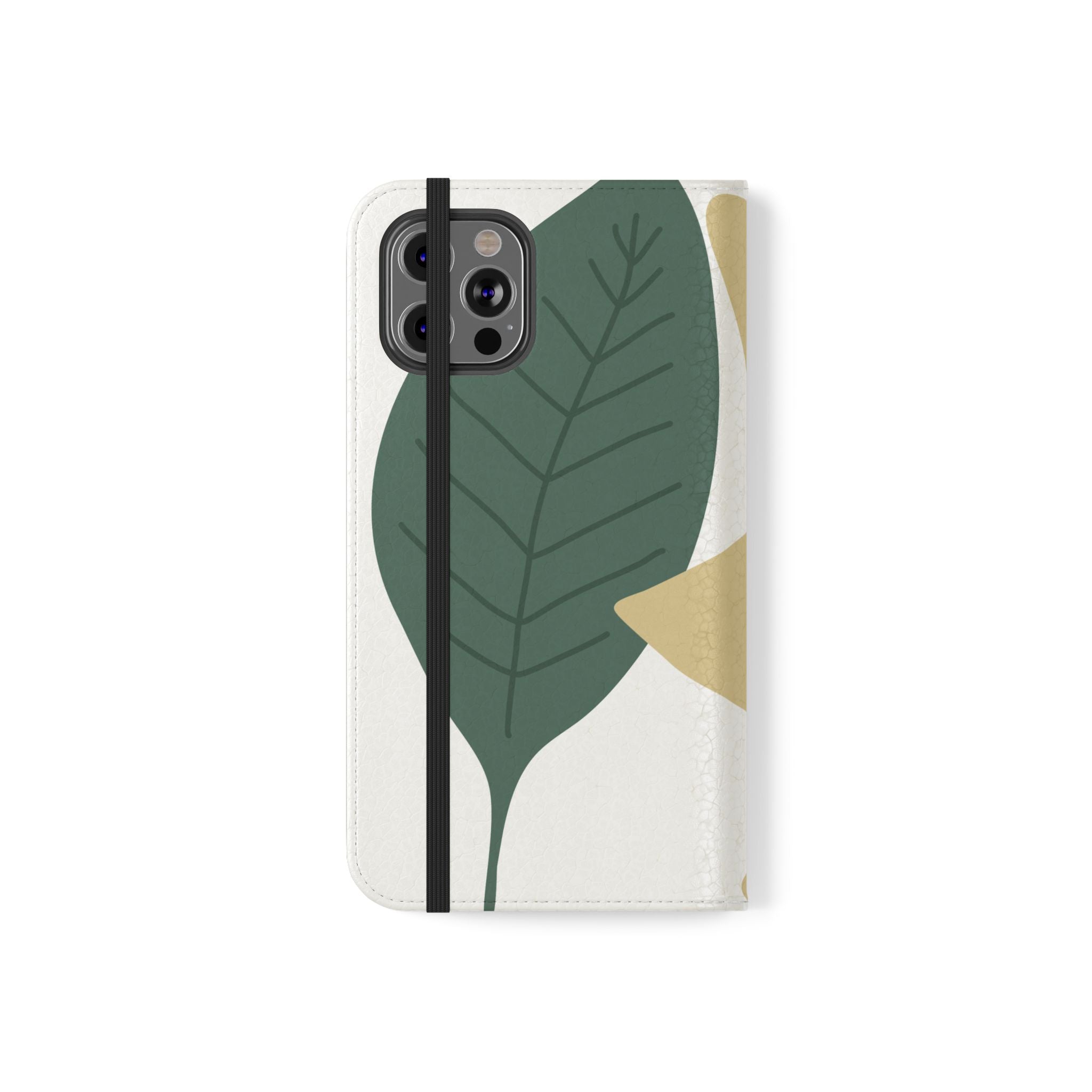 Botanical Leaf Flip Phone Case — Floral Wallet Flip Case with Card Slots
