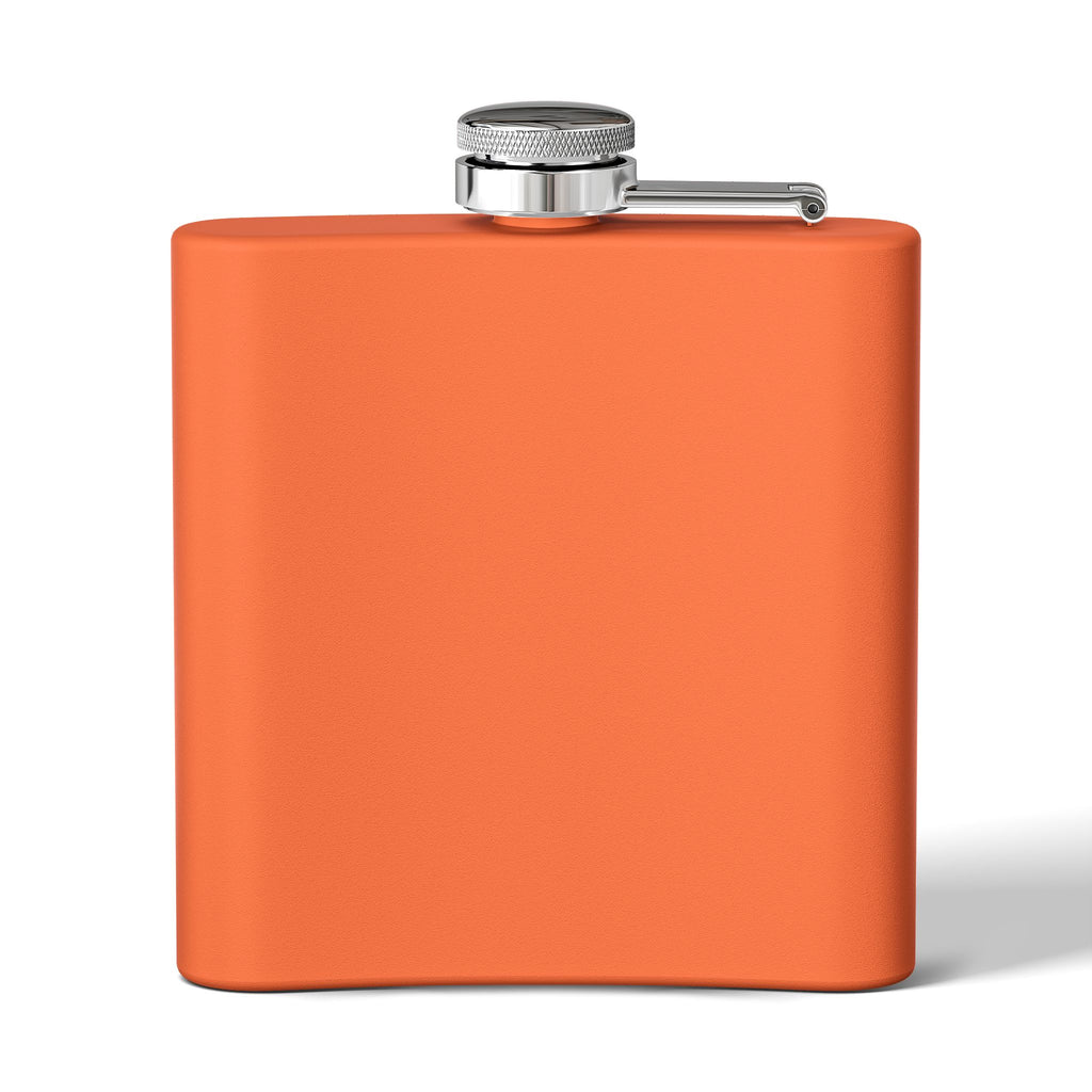 6oz Stainless Steel Flask with Orange Geometric Flower Design
