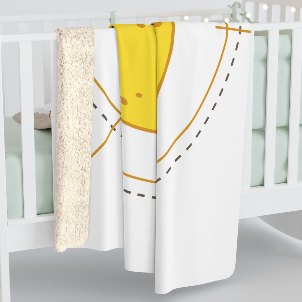 Cheese Moon Sherpa Fleece Blanket — Cute Planetary Snack Design