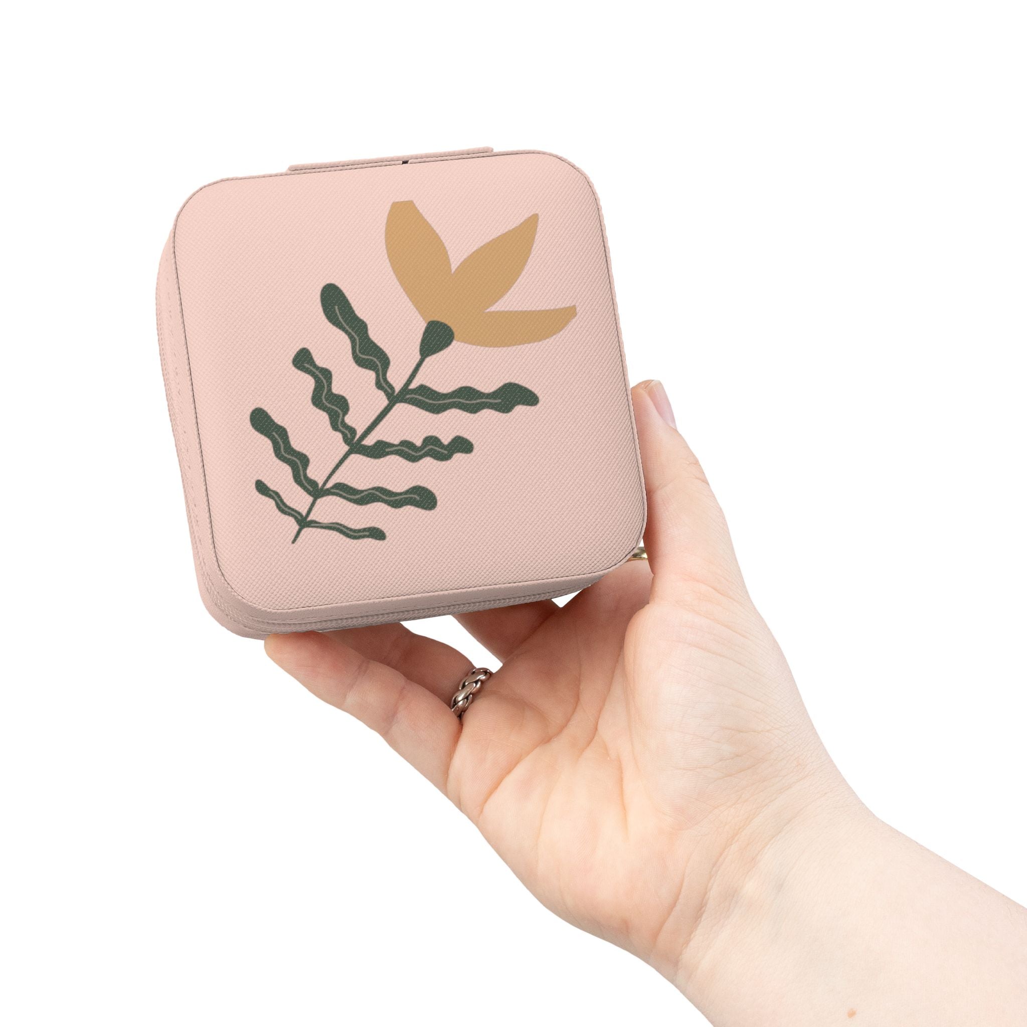 Floral Mini Jewelry Travel Case — Compact Ring & Earring Organizer