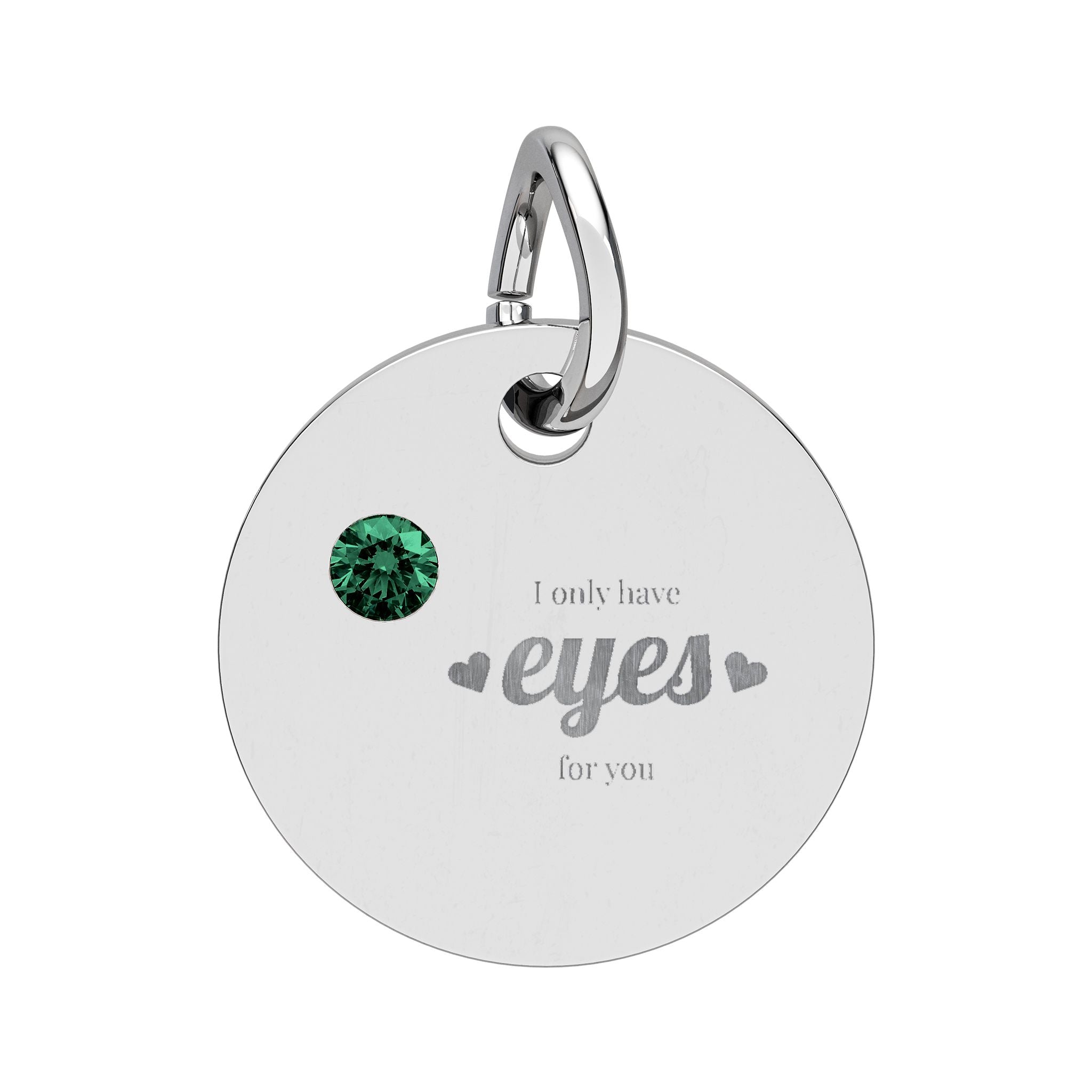 Engravable Birthstone Circle Charm — Personalized Initial/Name Pendant