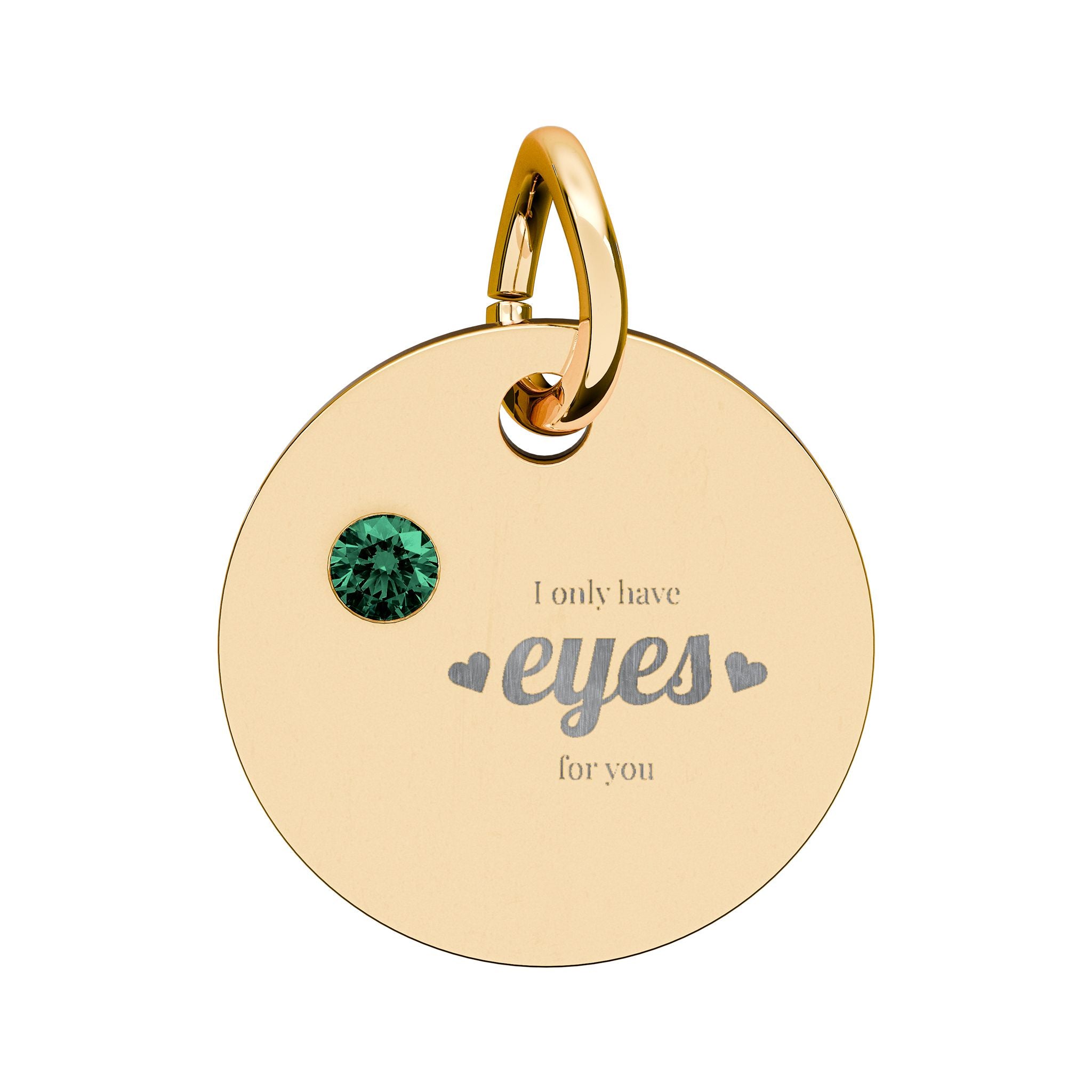 Engravable Birthstone Circle Charm — Personalized Initial/Name Pendant