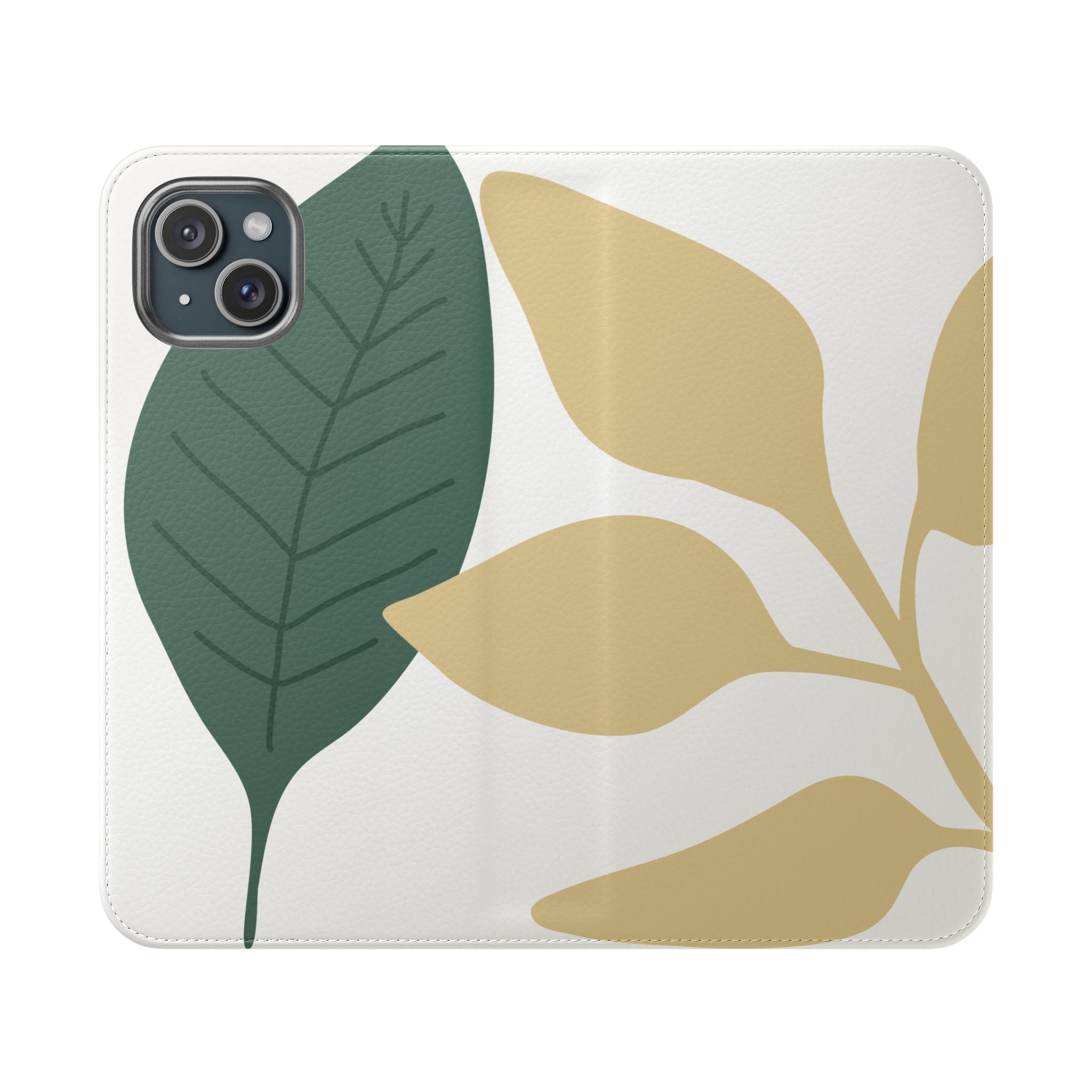 Botanical Leaf Flip Phone Case — Floral Wallet Flip Case with Card Slots