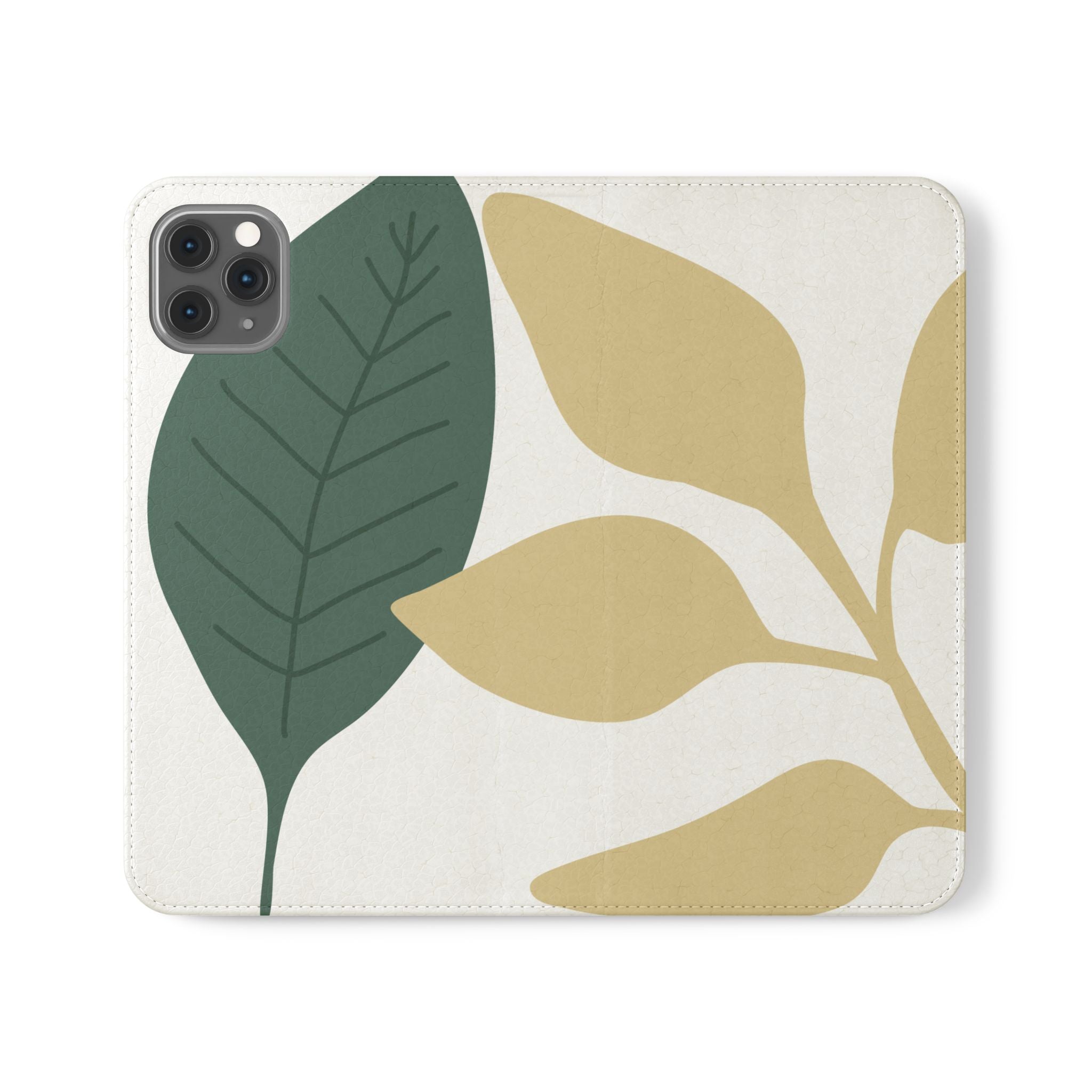 Botanical Leaf Flip Phone Case — Floral Wallet Flip Case with Card Slots