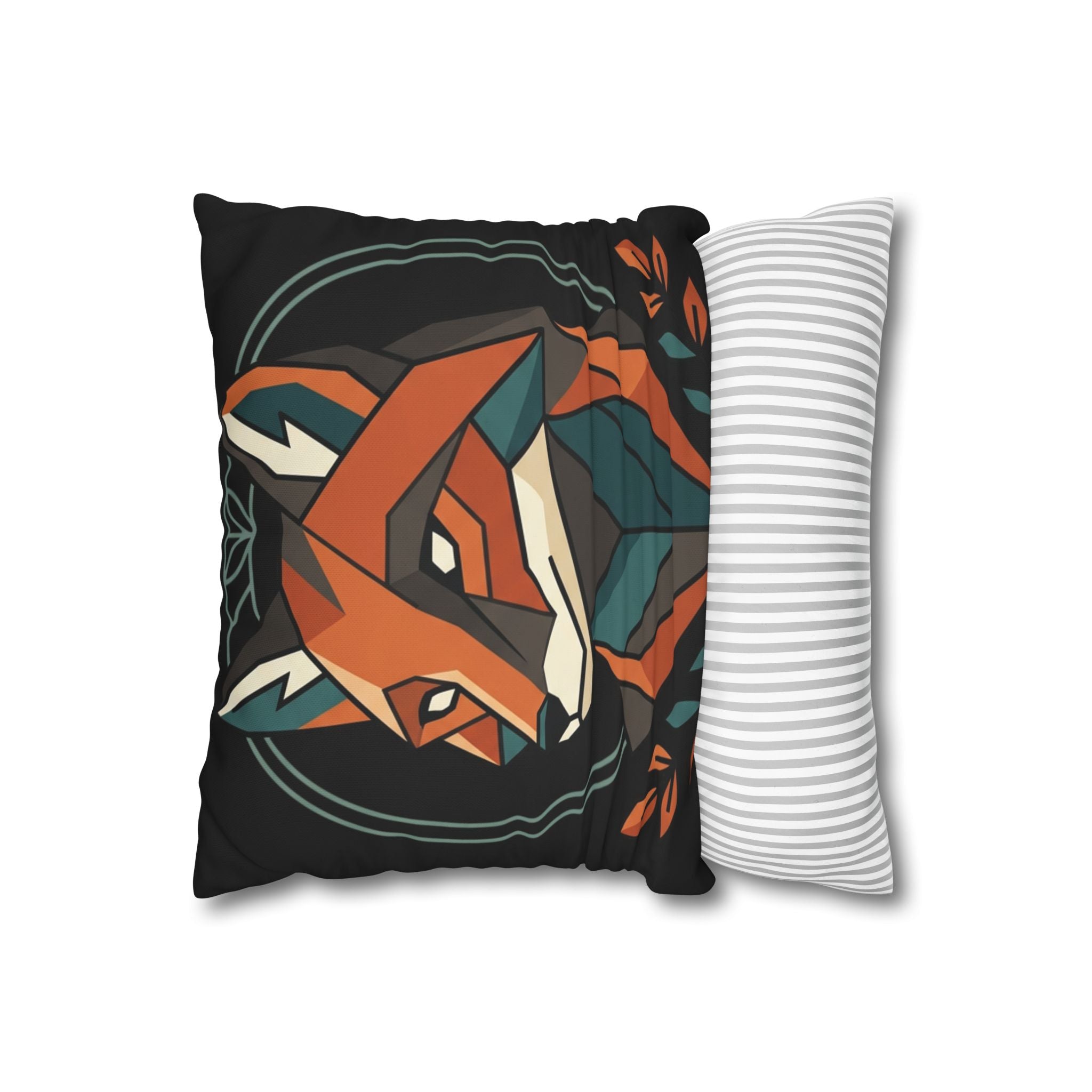 Geometric Fox Throw Pillowcase — Modern Rustic Accent Pillow Cover