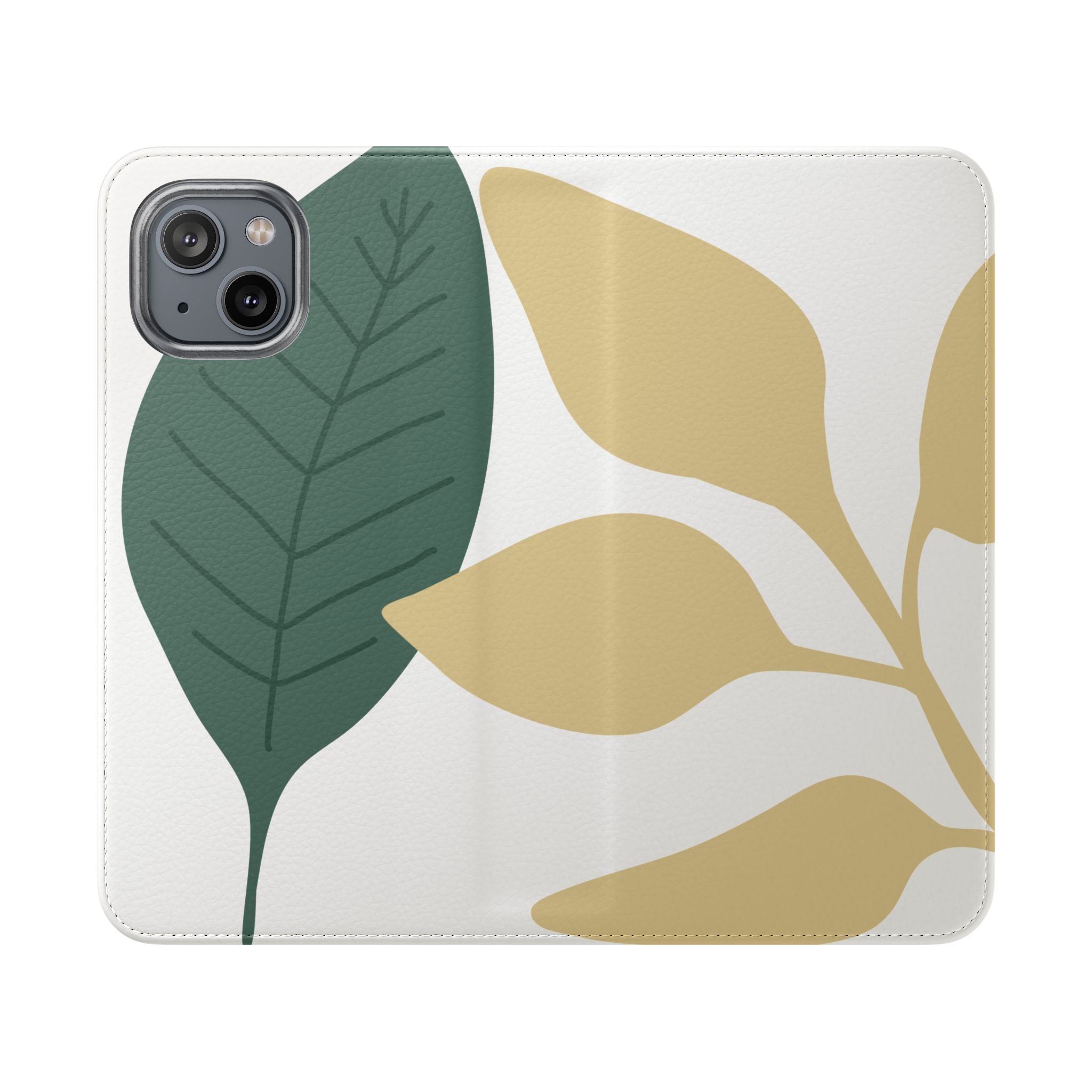 Botanical Leaf Flip Phone Case — Floral Wallet Flip Case with Card Slots