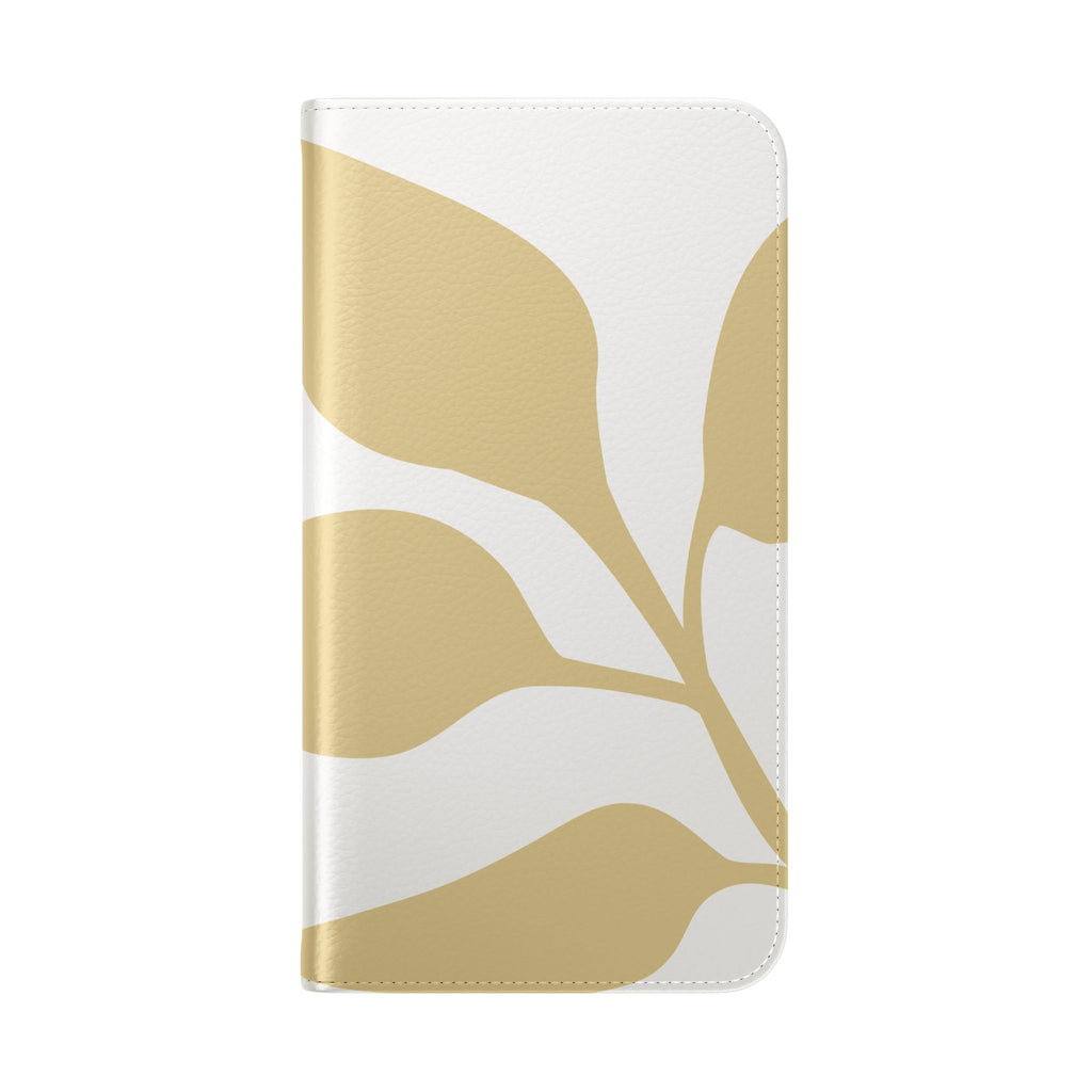 Botanical Leaf Flip Phone Case — Floral Wallet Flip Case with Card Slots