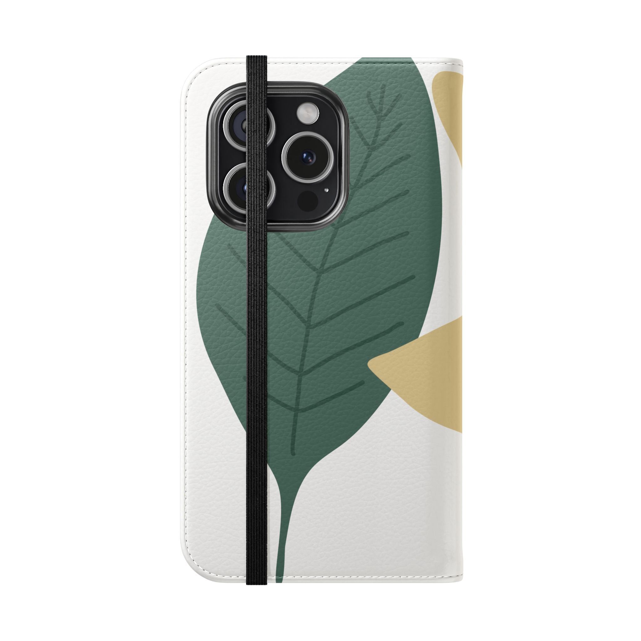 Botanical Leaf Flip Phone Case — Floral Wallet Flip Case with Card Slots