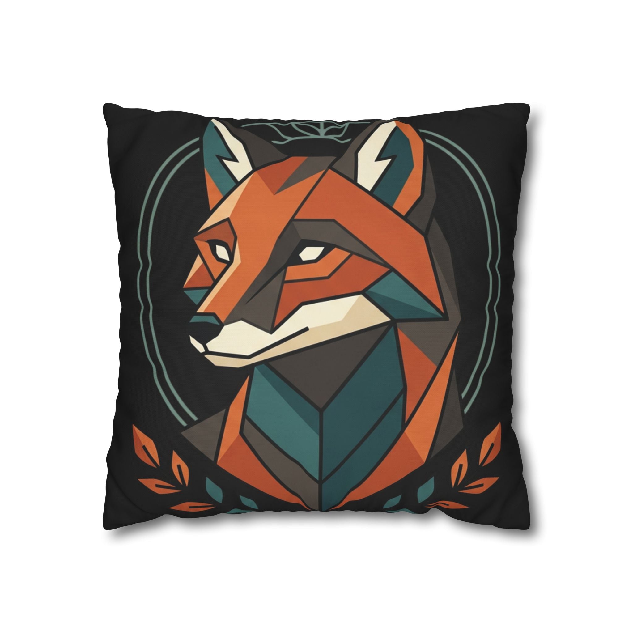 Geometric Fox Throw Pillowcase — Modern Rustic Accent Pillow Cover