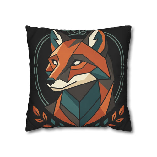 Geometric Fox Throw Pillowcase — Modern Rustic Accent Pillow Cover