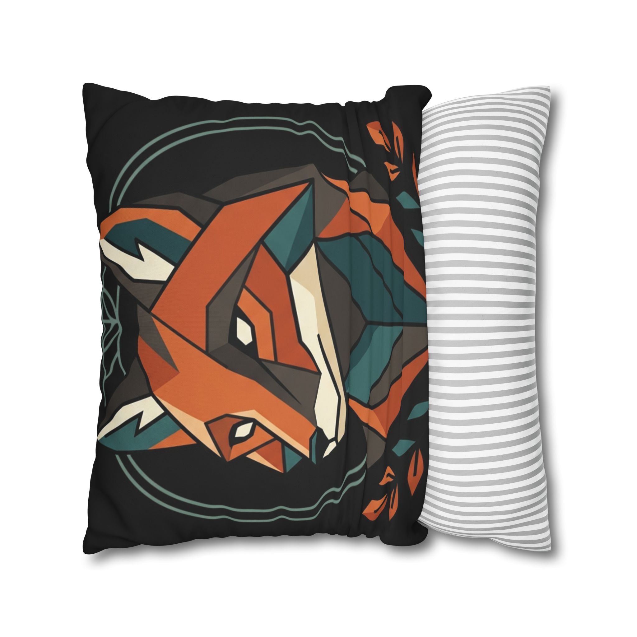 Geometric Fox Throw Pillowcase — Modern Rustic Accent Pillow Cover
