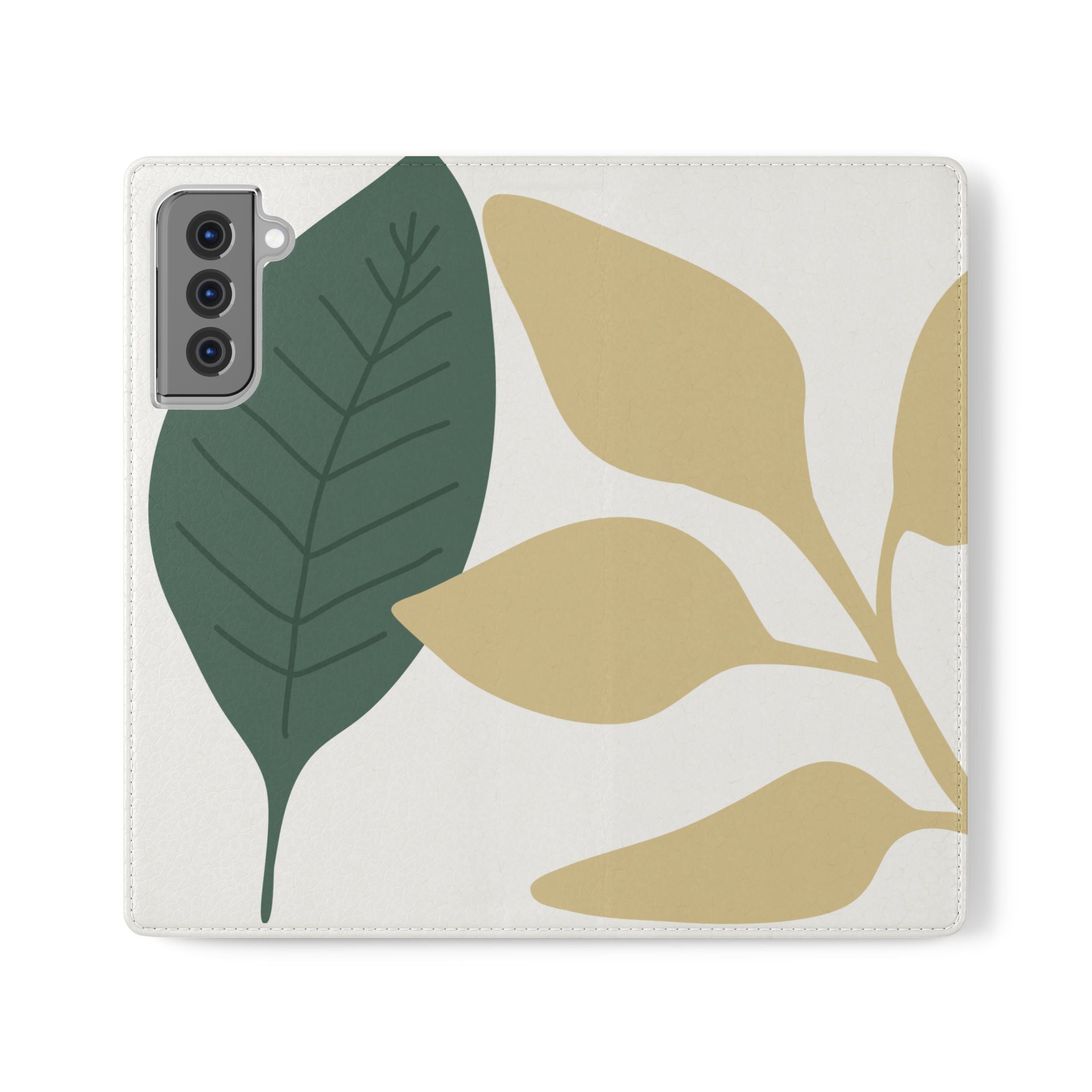 Botanical Leaf Flip Phone Case — Floral Wallet Flip Case with Card Slots