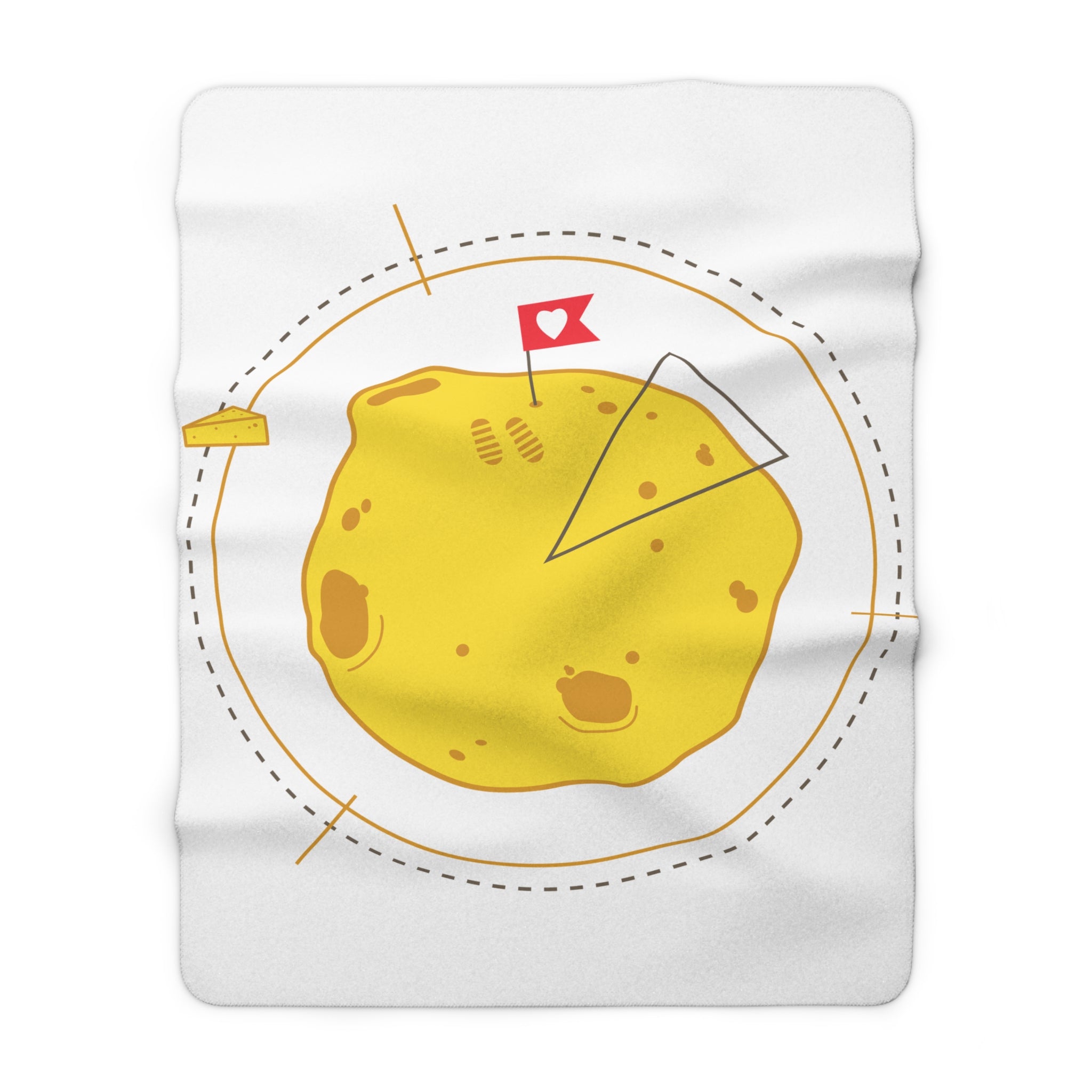 Cheese Moon Sherpa Fleece Blanket — Cute Planetary Snack Design