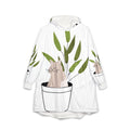 Cat in Plant Pot Hooded Blanket — Cozy Floral Cat Oversized Throw
