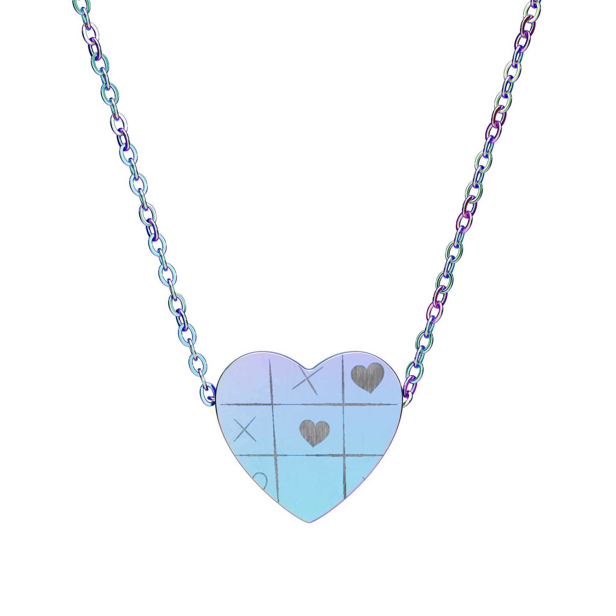 Engravable Heart Necklace — Personalized Grid Heart Pendant