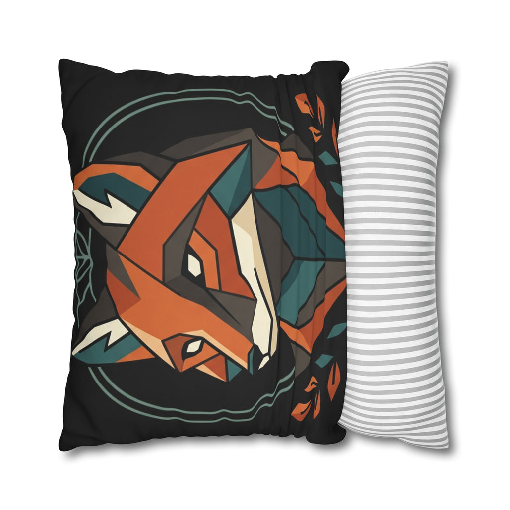 Geometric Fox Throw Pillowcase — Modern Rustic Accent Pillow Cover