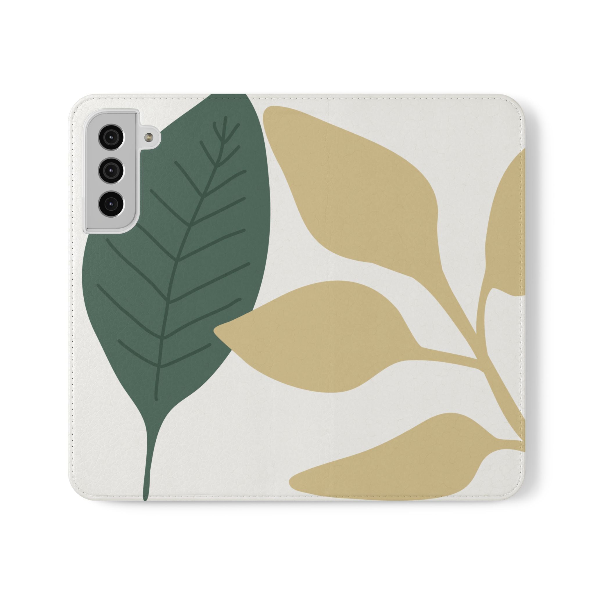 Botanical Leaf Flip Phone Case — Floral Wallet Flip Case with Card Slots