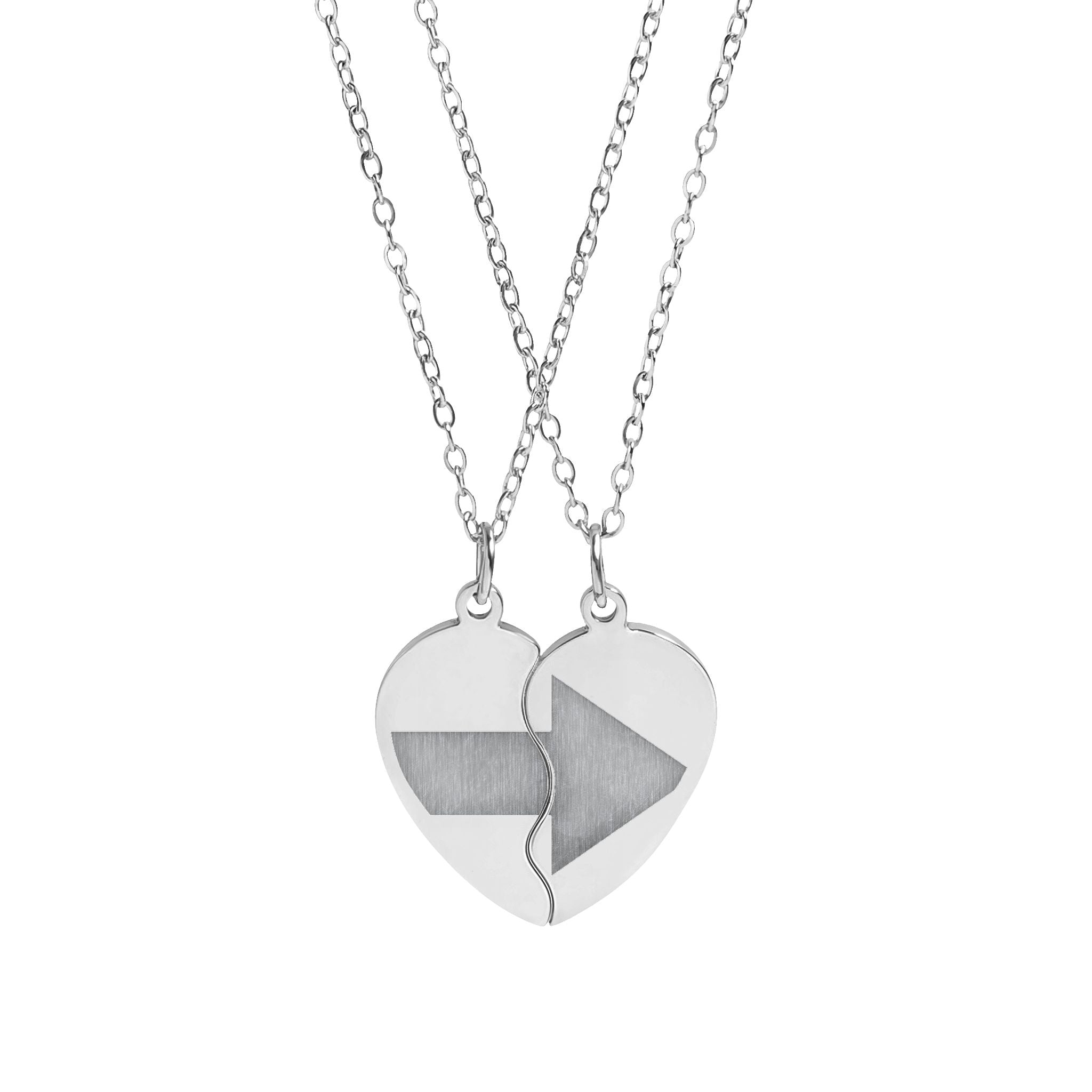 Break Apart Heart Necklace Set — Engravable Best Friend/BFF Pendant