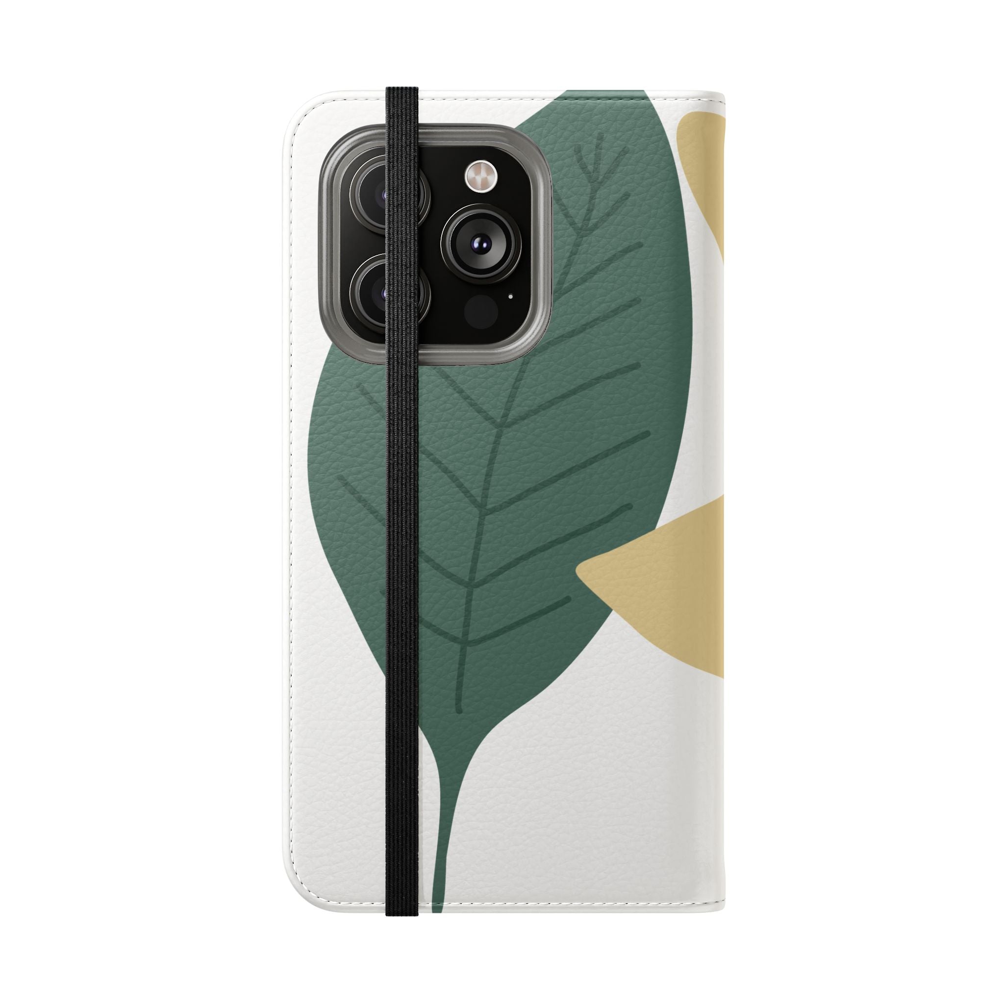 Botanical Leaf Flip Phone Case — Floral Wallet Flip Case with Card Slots