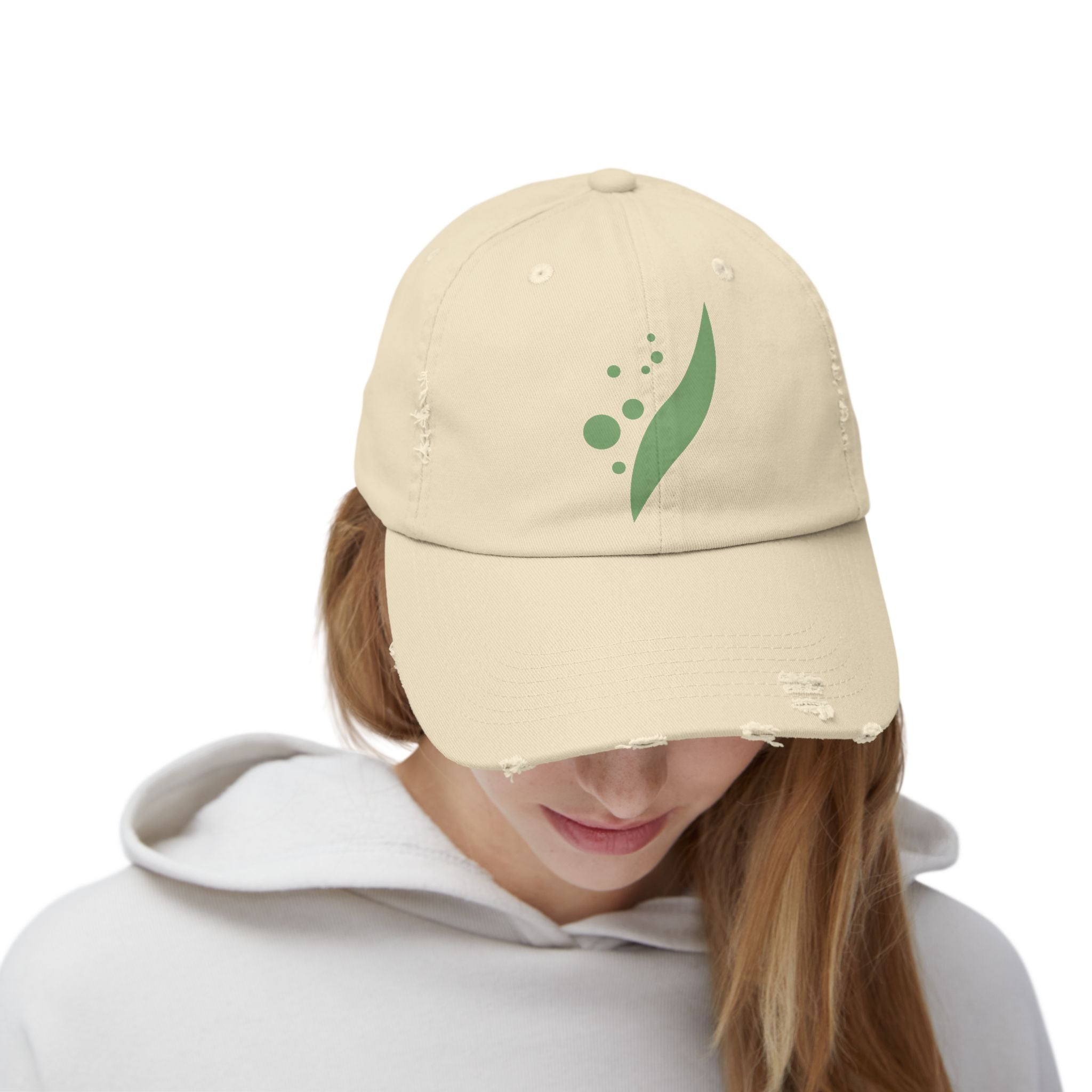 Distressed Leaf Logo Cap — Eco Minimalist Dad Hat