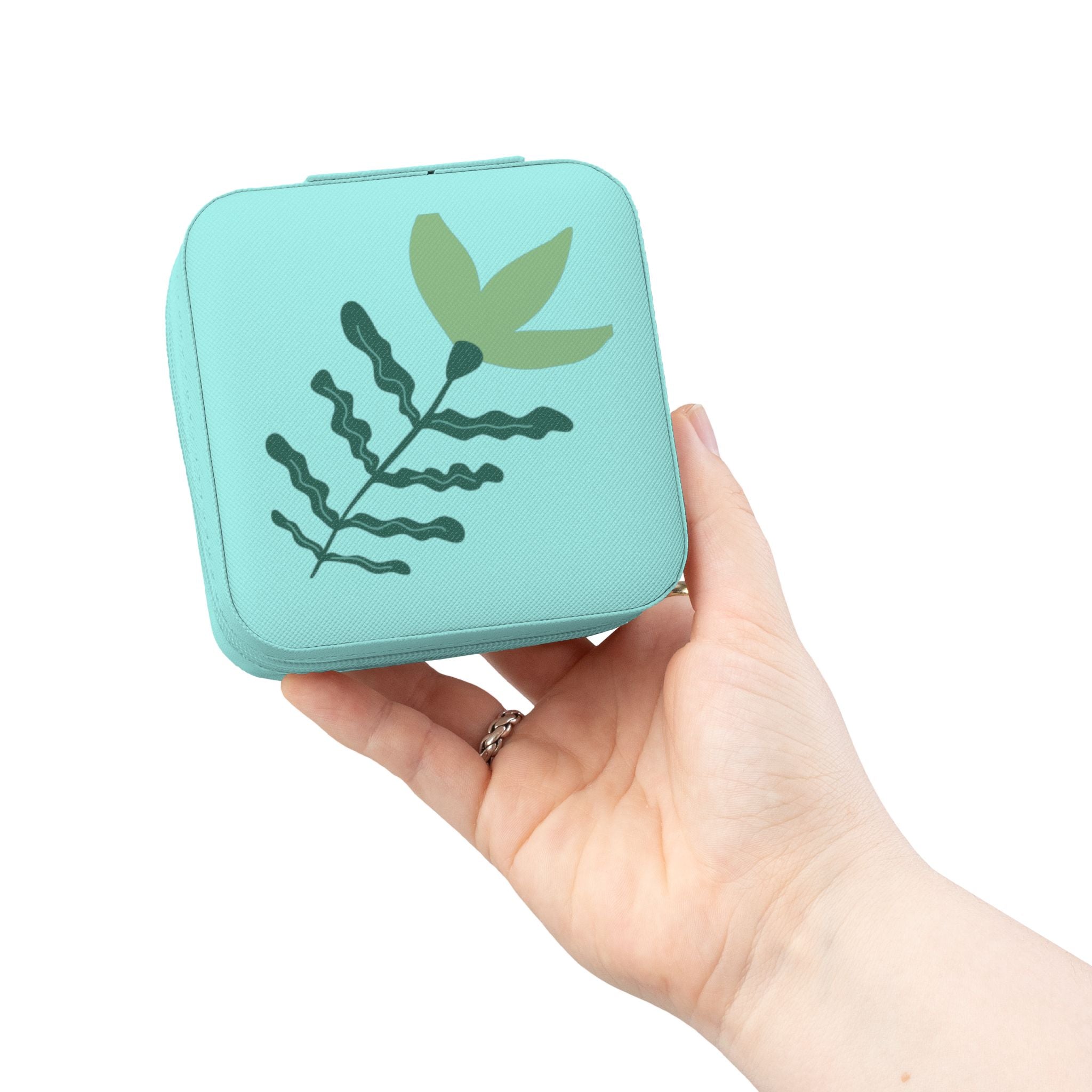 Floral Mini Jewelry Travel Case — Compact Ring & Earring Organizer