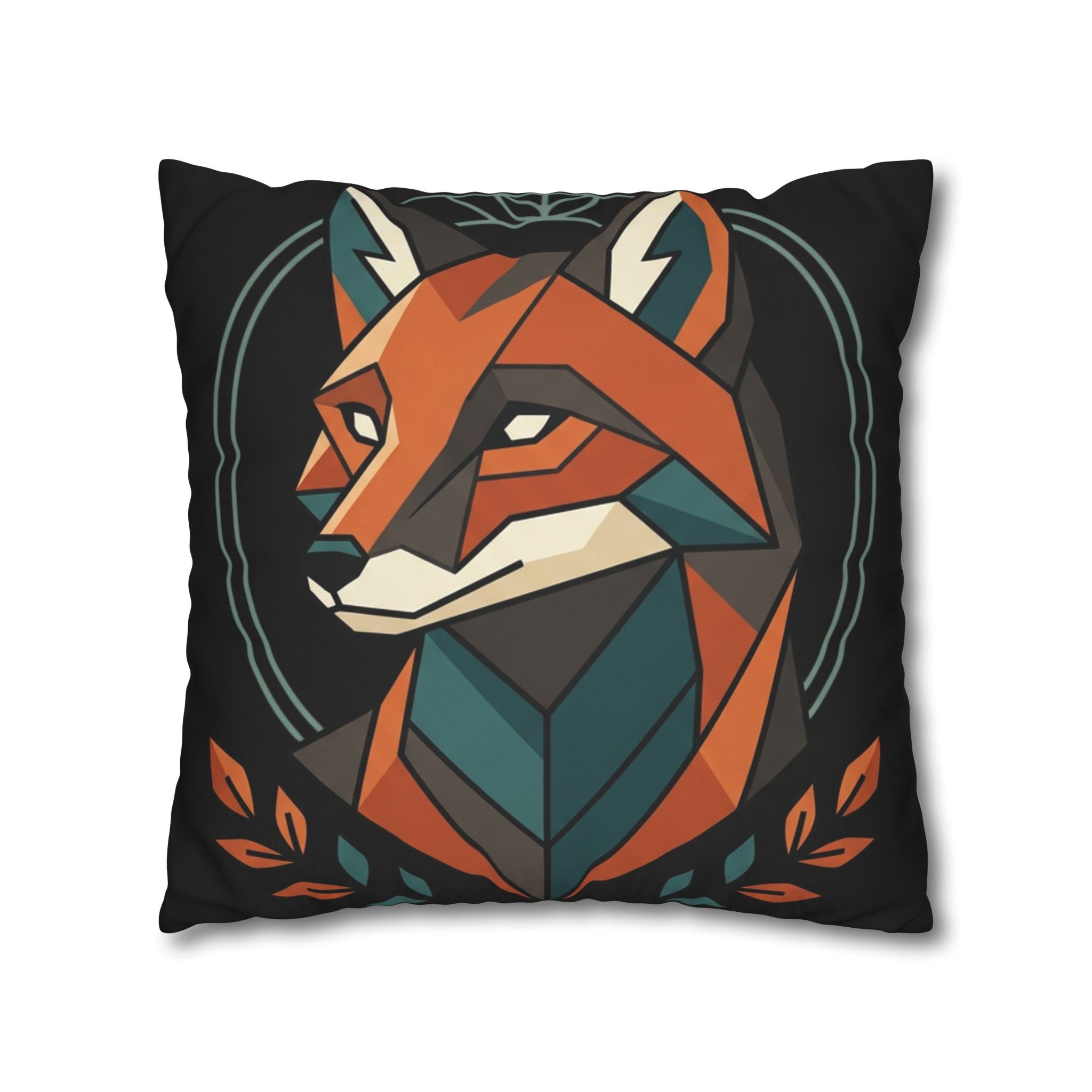 Geometric Fox Throw Pillowcase — Modern Rustic Accent Pillow Cover