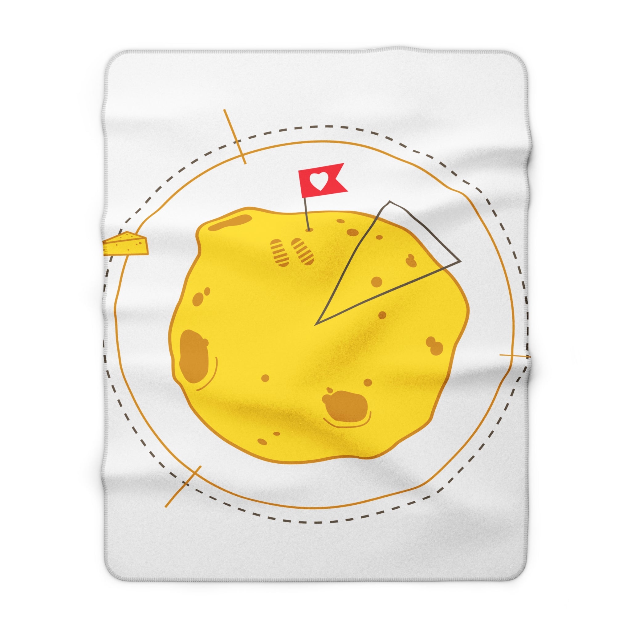 Cheese Moon Sherpa Fleece Blanket — Cute Planetary Snack Design