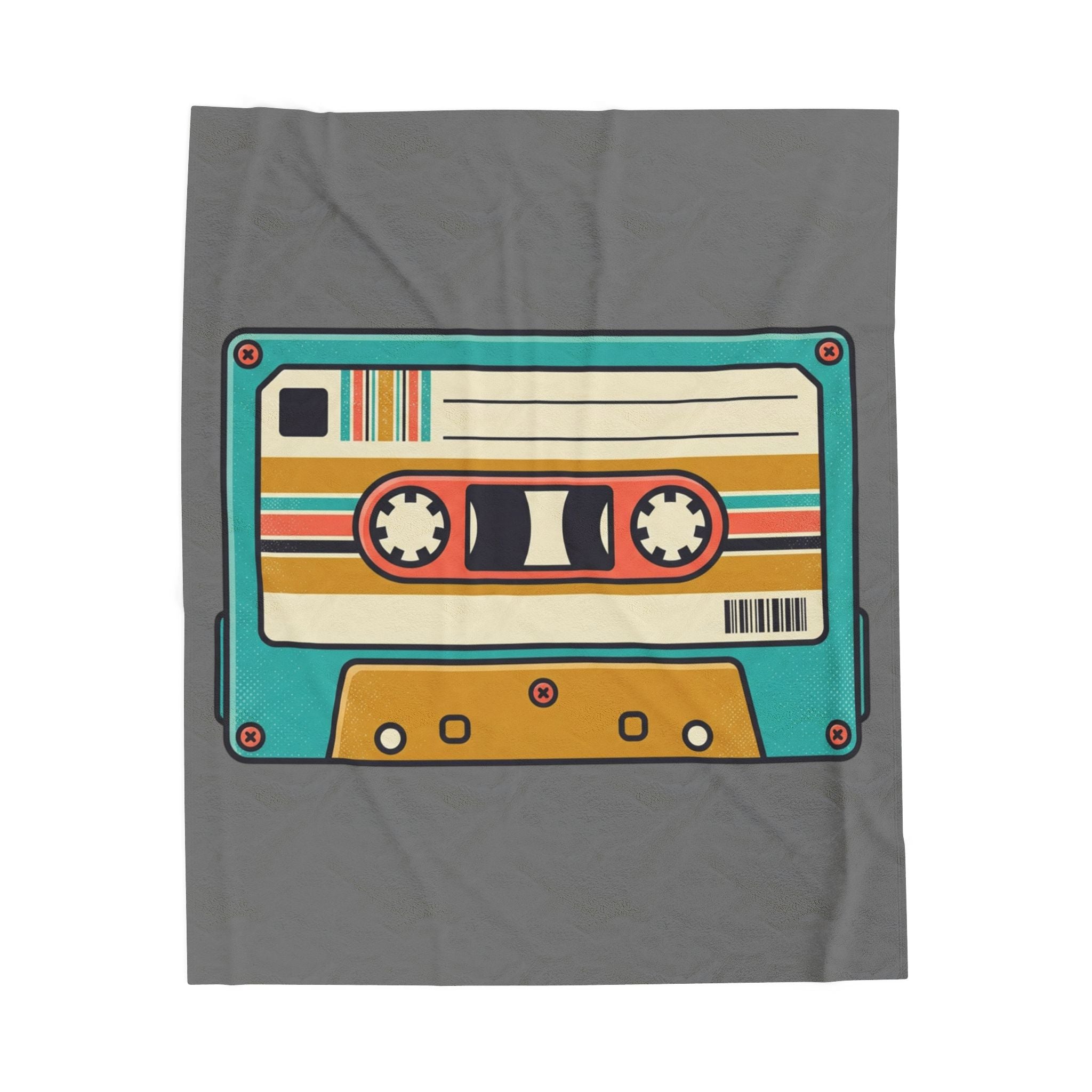 Retro Cassette Velveteen Plush Blanket — Vintage Tape Throw for Music Lovers
