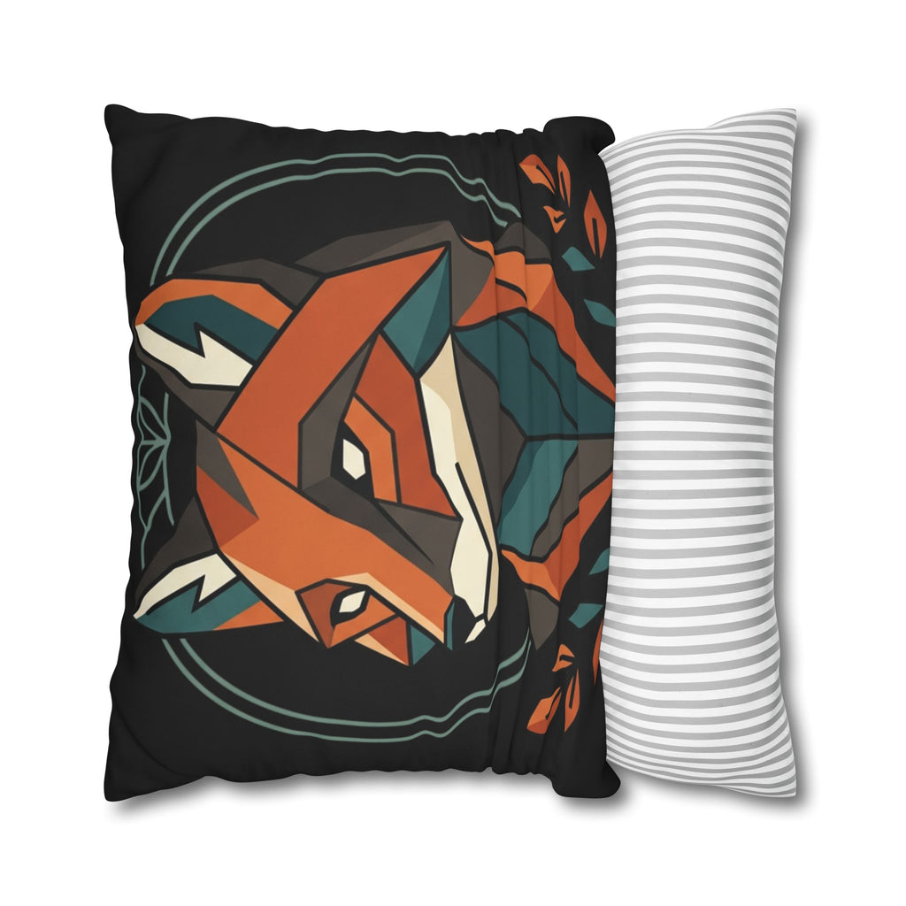 Geometric Fox Throw Pillowcase — Modern Rustic Accent Pillow Cover
