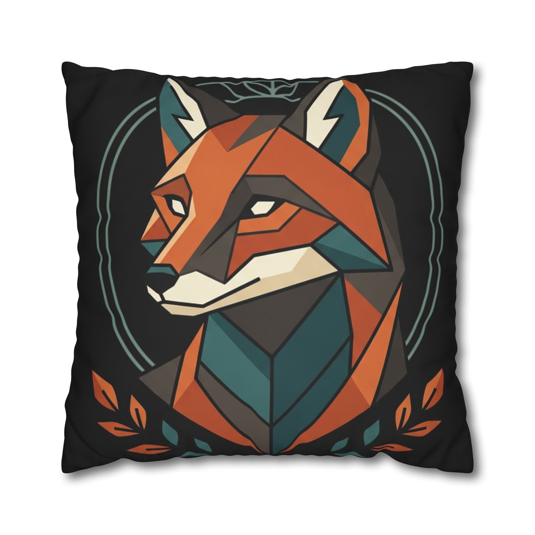 Geometric Fox Throw Pillowcase — Modern Rustic Accent Pillow Cover