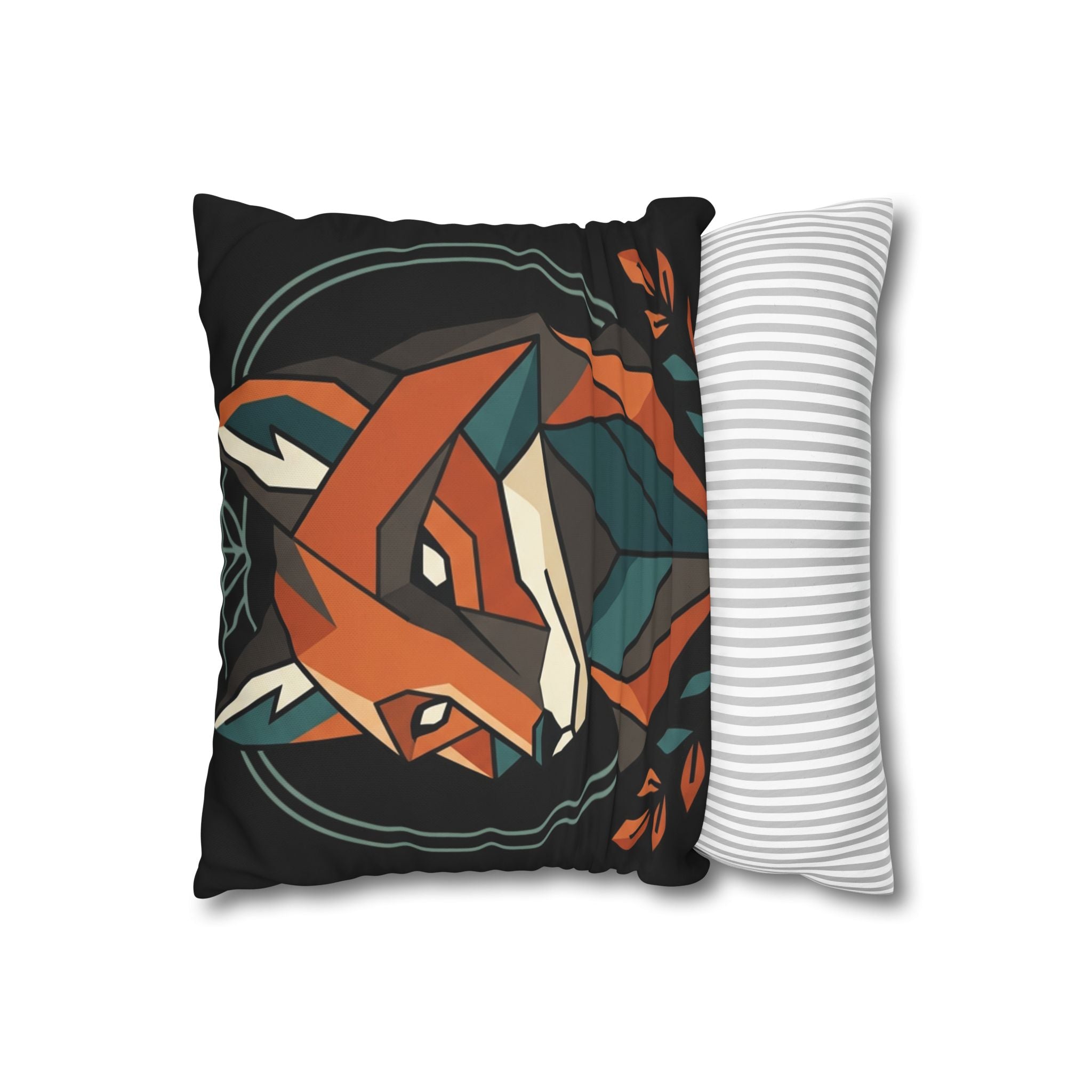 Geometric Fox Throw Pillowcase — Modern Rustic Accent Pillow Cover
