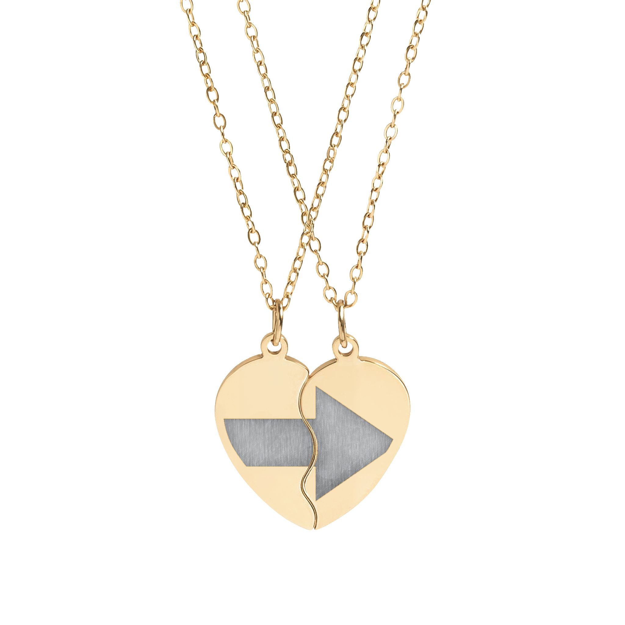 Break Apart Heart Necklace Set — Engravable Best Friend/BFF Pendant