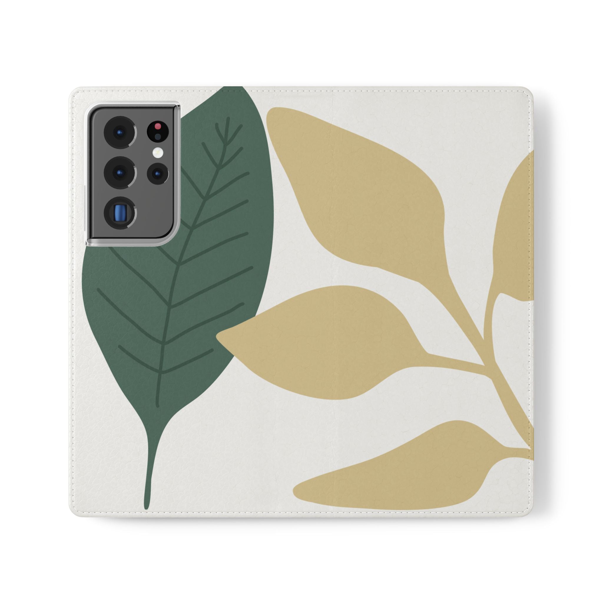 Botanical Leaf Flip Phone Case — Floral Wallet Flip Case with Card Slots
