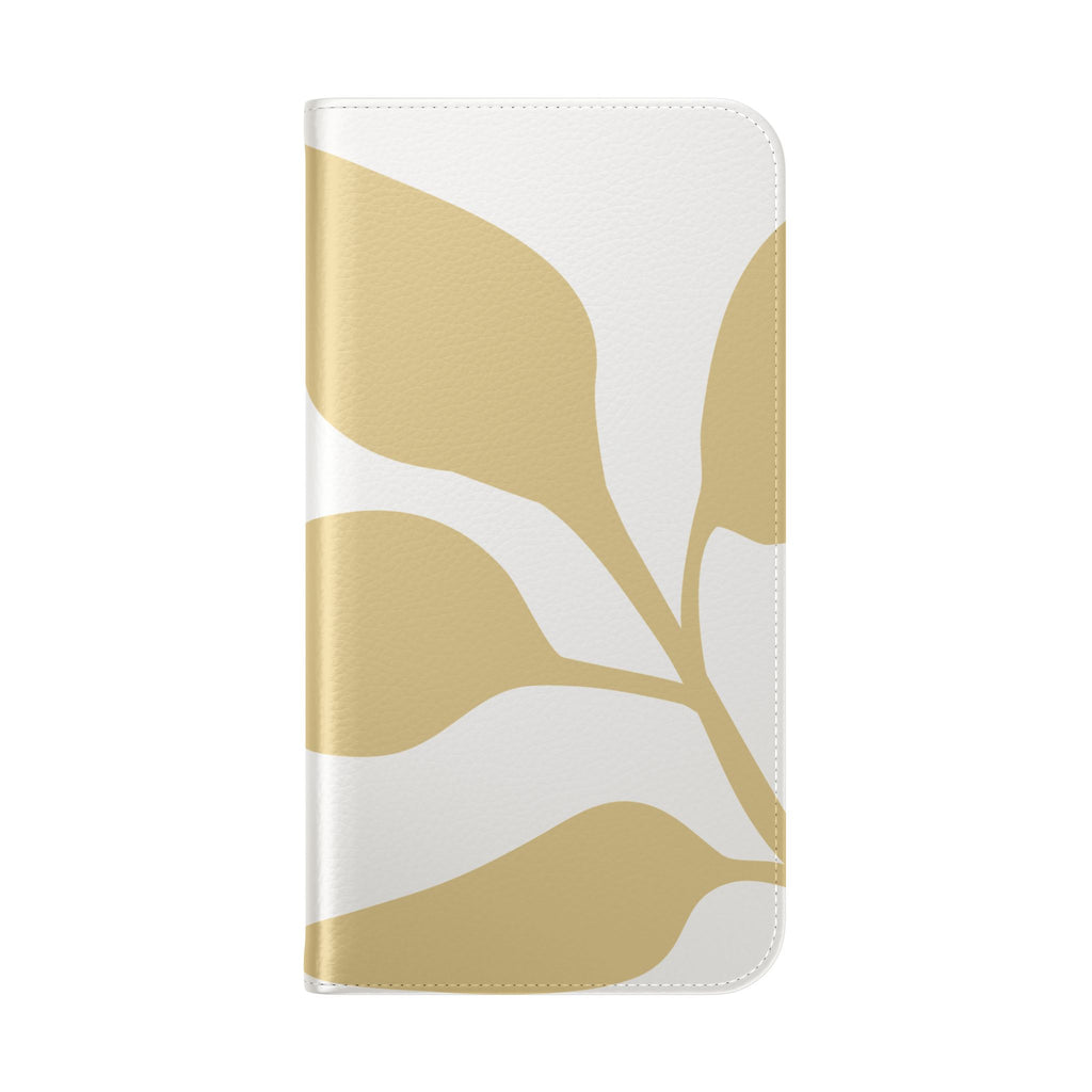 Botanical Leaf Flip Phone Case — Floral Wallet Flip Case with Card Slots