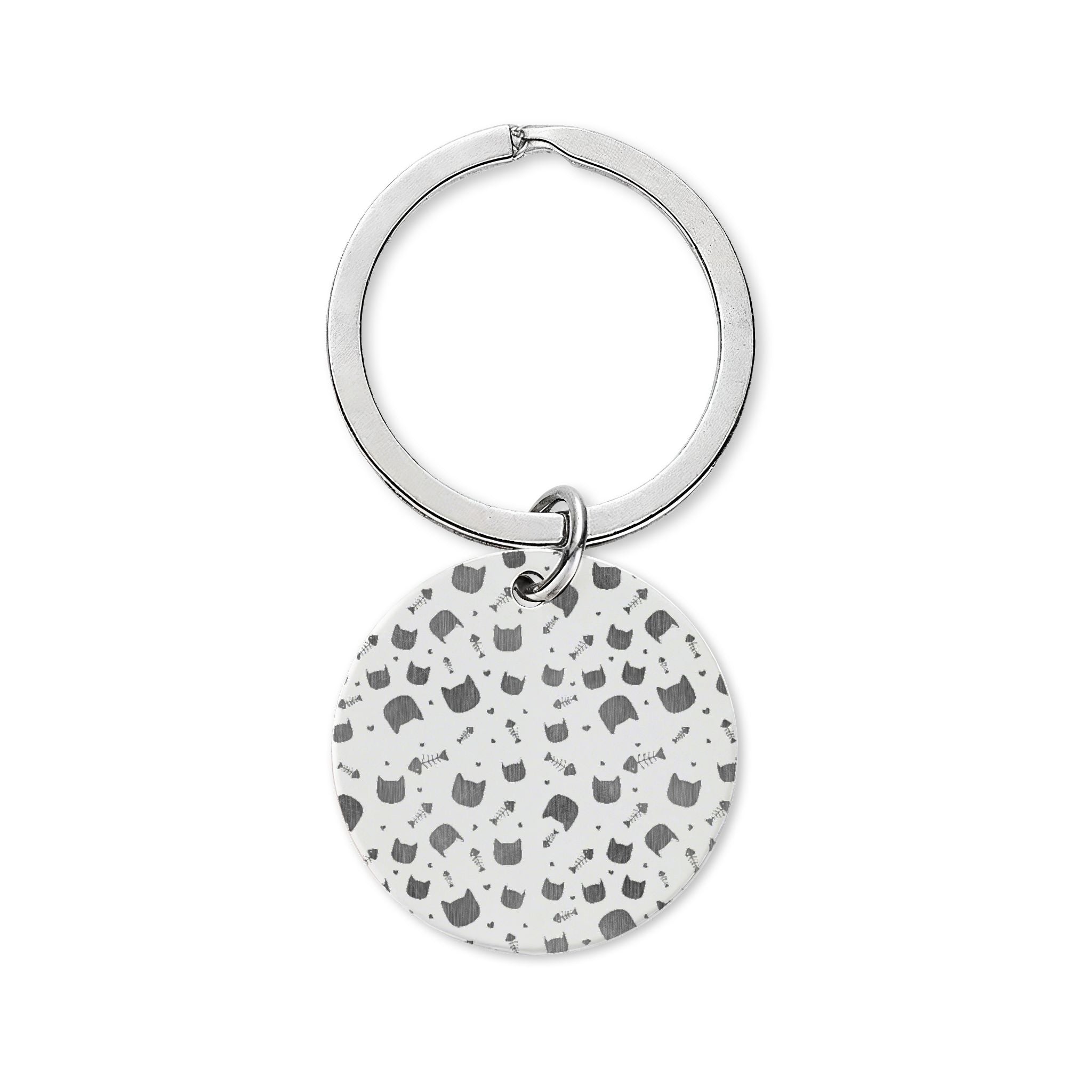 Engravable Stainless Steel Round Keychain — Custom Speckled Design