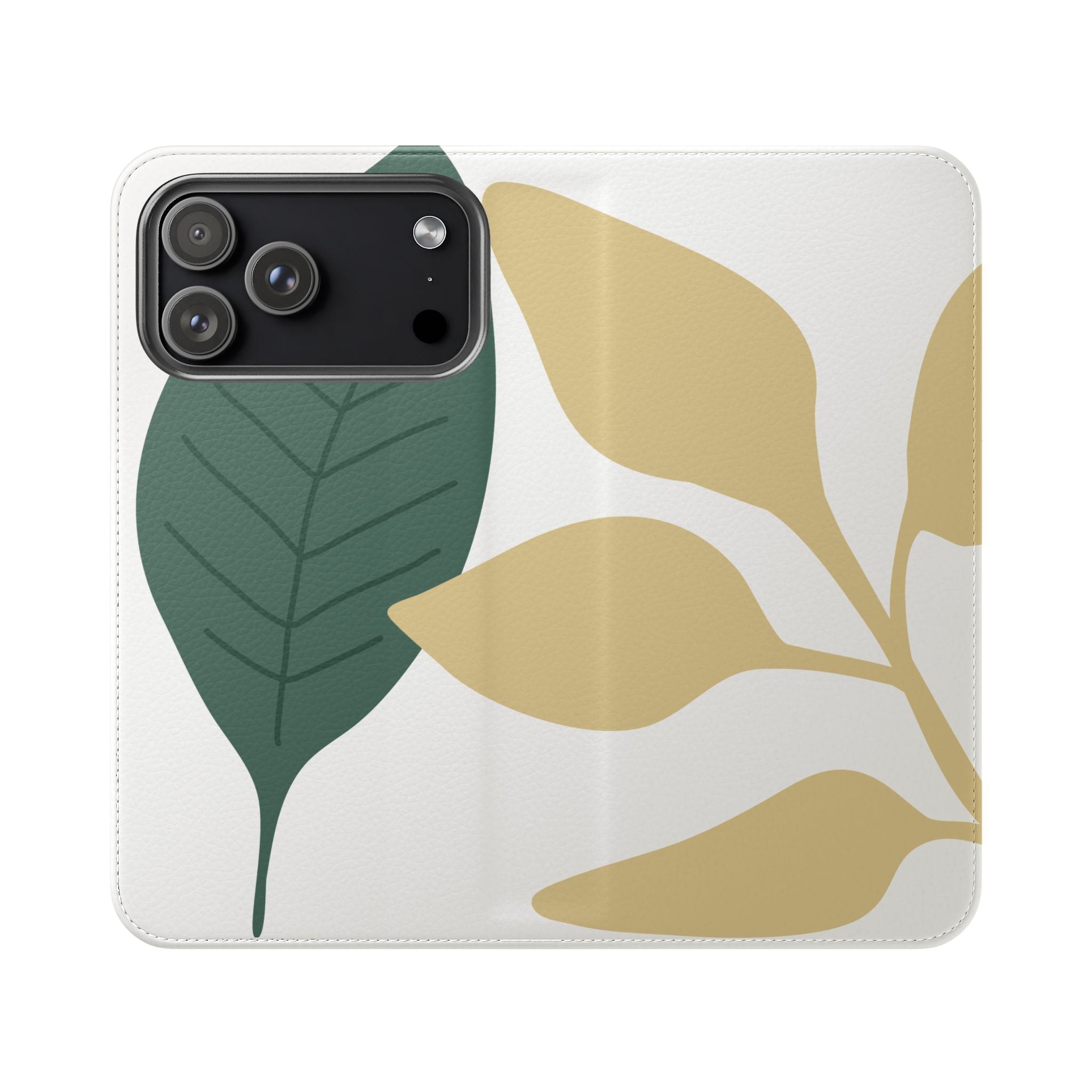 Botanical Leaf Flip Phone Case — Floral Wallet Flip Case with Card Slots