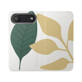 Botanical Leaf Flip Phone Case — Floral Wallet Flip Case with Card Slots