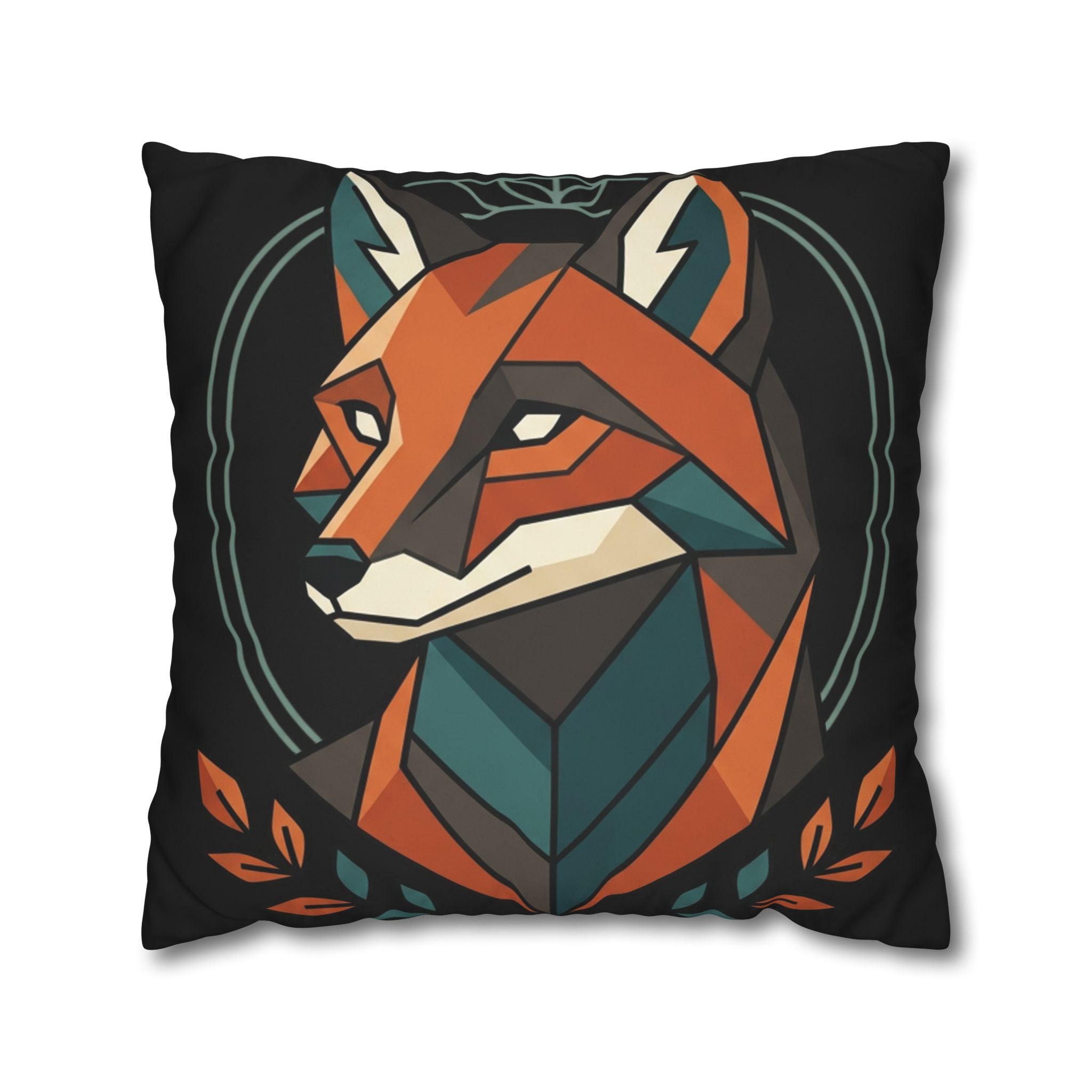 Geometric Fox Throw Pillowcase — Modern Rustic Accent Pillow Cover