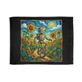 Robot Riding Unicycle Through Sunflowers - Soft Polyester Blanket