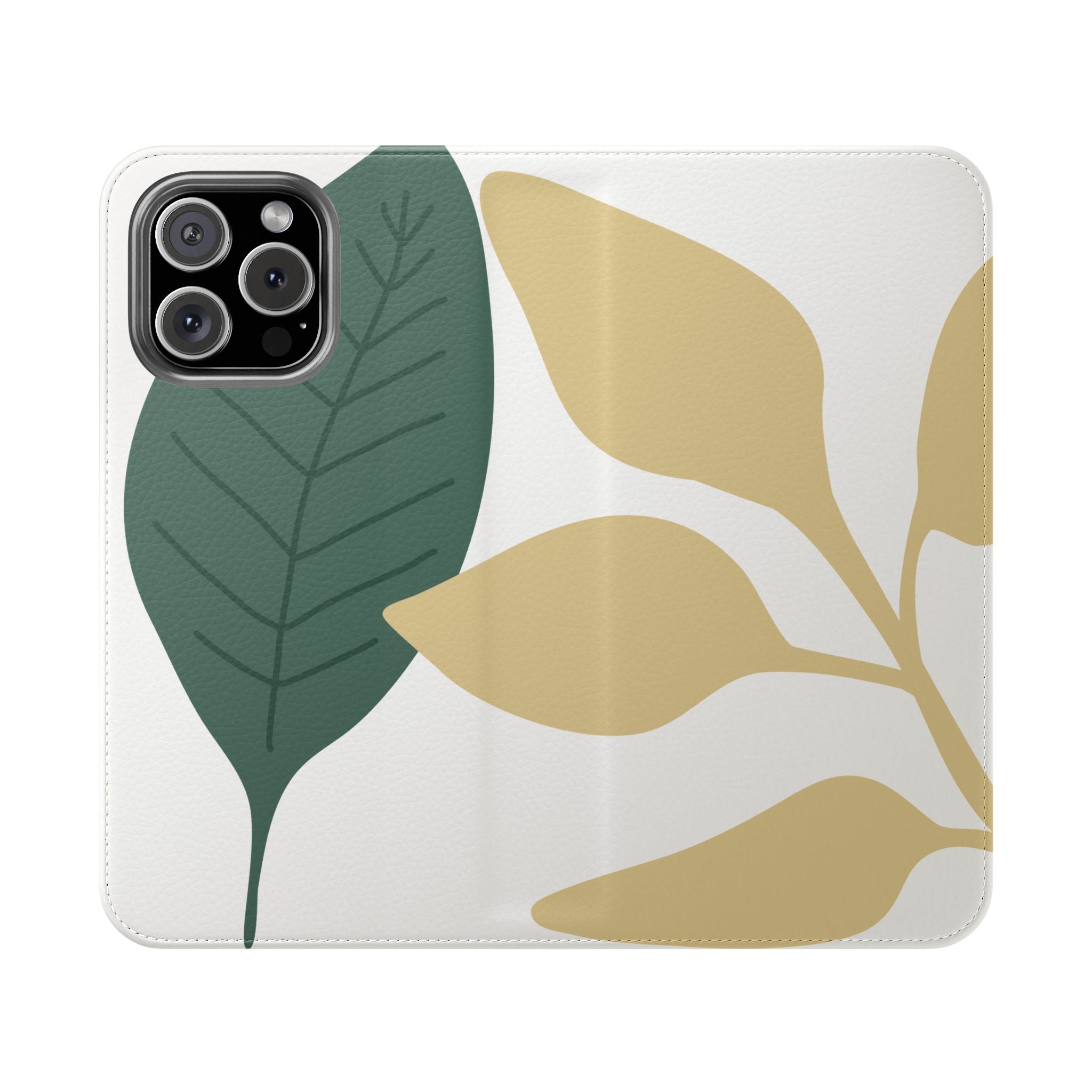 Botanical Leaf Flip Phone Case — Floral Wallet Flip Case with Card Slots