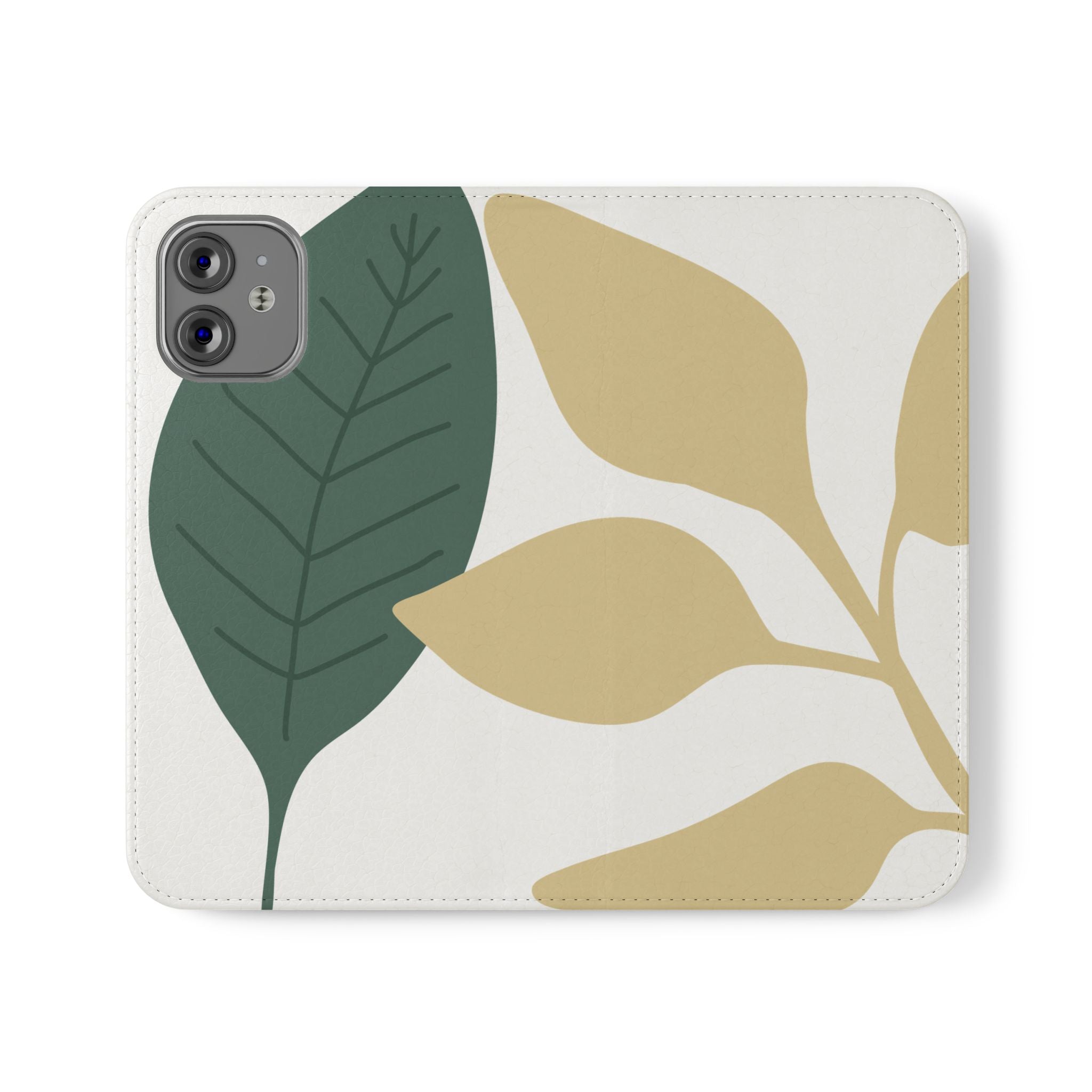 Botanical Leaf Flip Phone Case — Floral Wallet Flip Case with Card Slots