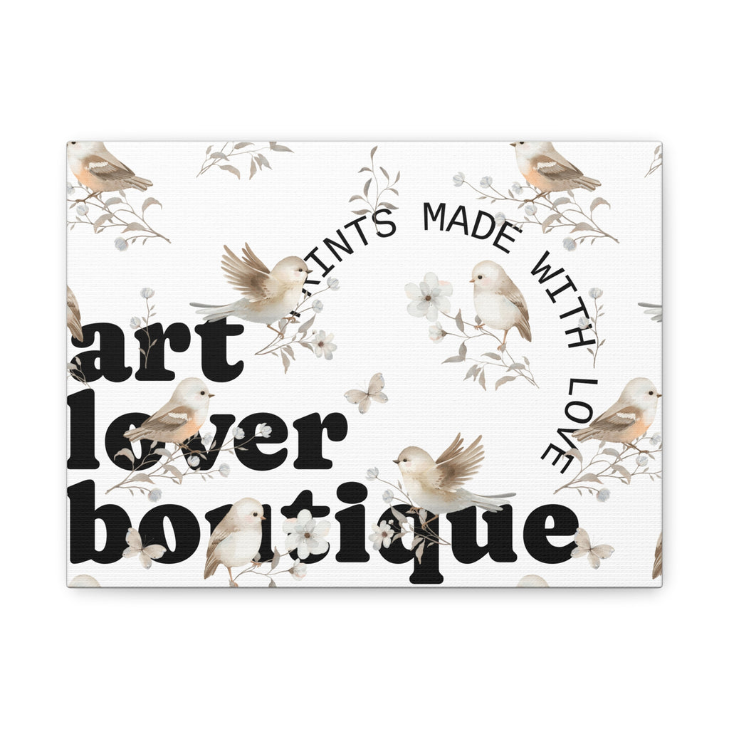 Birds & Blooms Matte Canvas Wall Art — 'Made With Love' Botanical Print