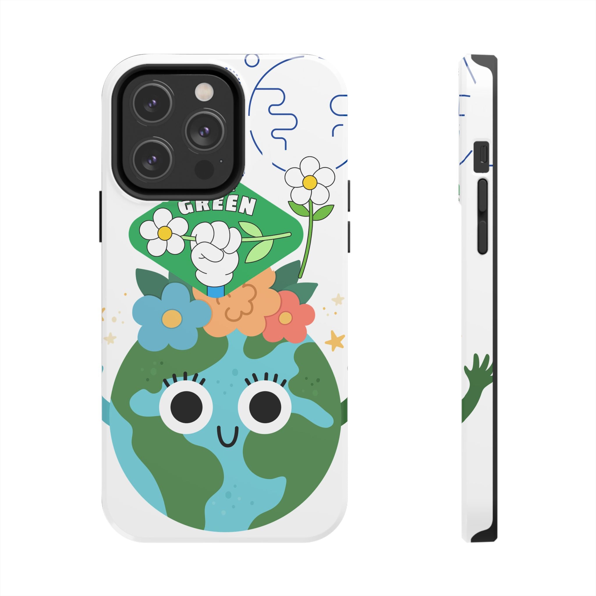 Eco Cute 'Think Green' Tough Phone Case — Earth Day Protective iPhone Cover