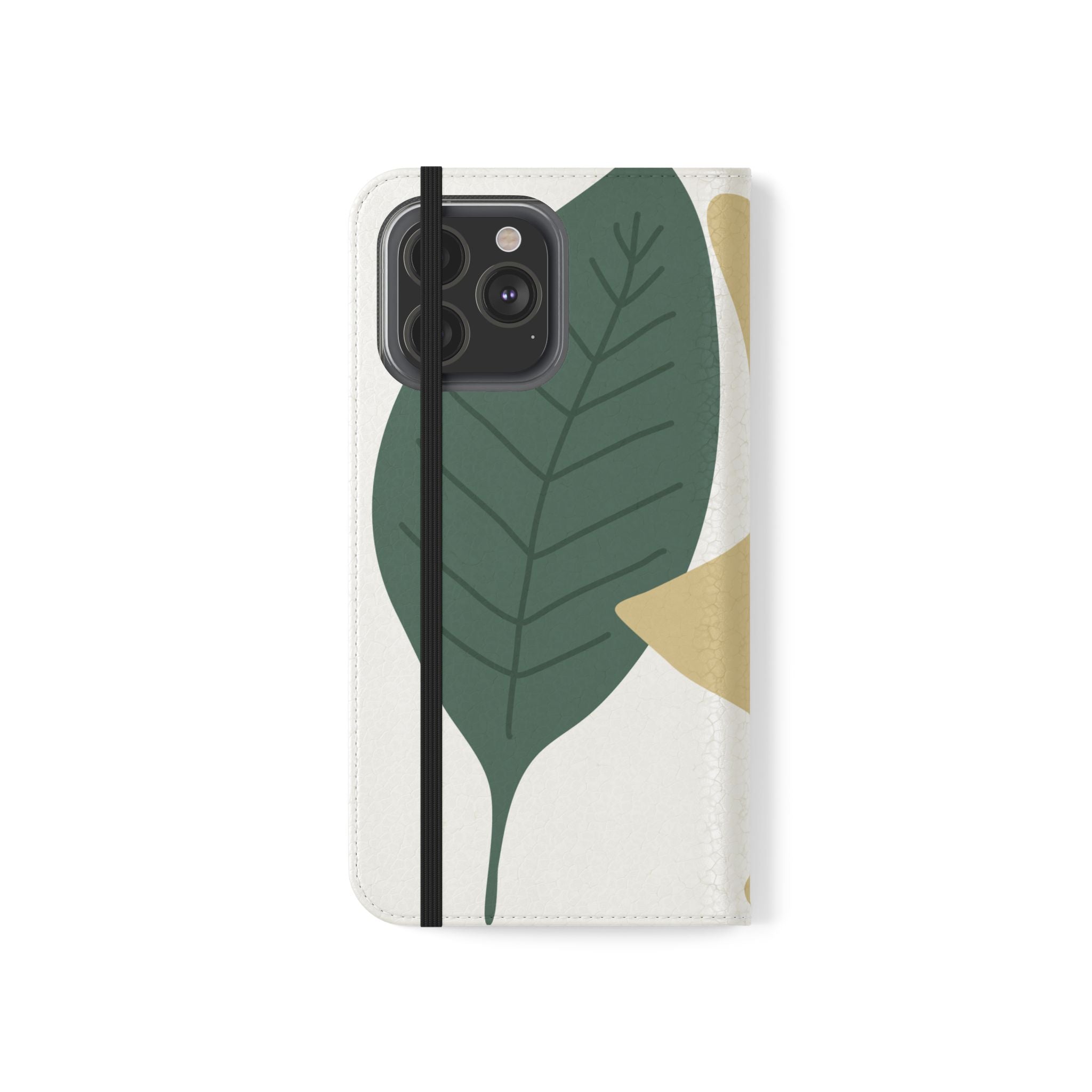 Botanical Leaf Flip Phone Case — Floral Wallet Flip Case with Card Slots