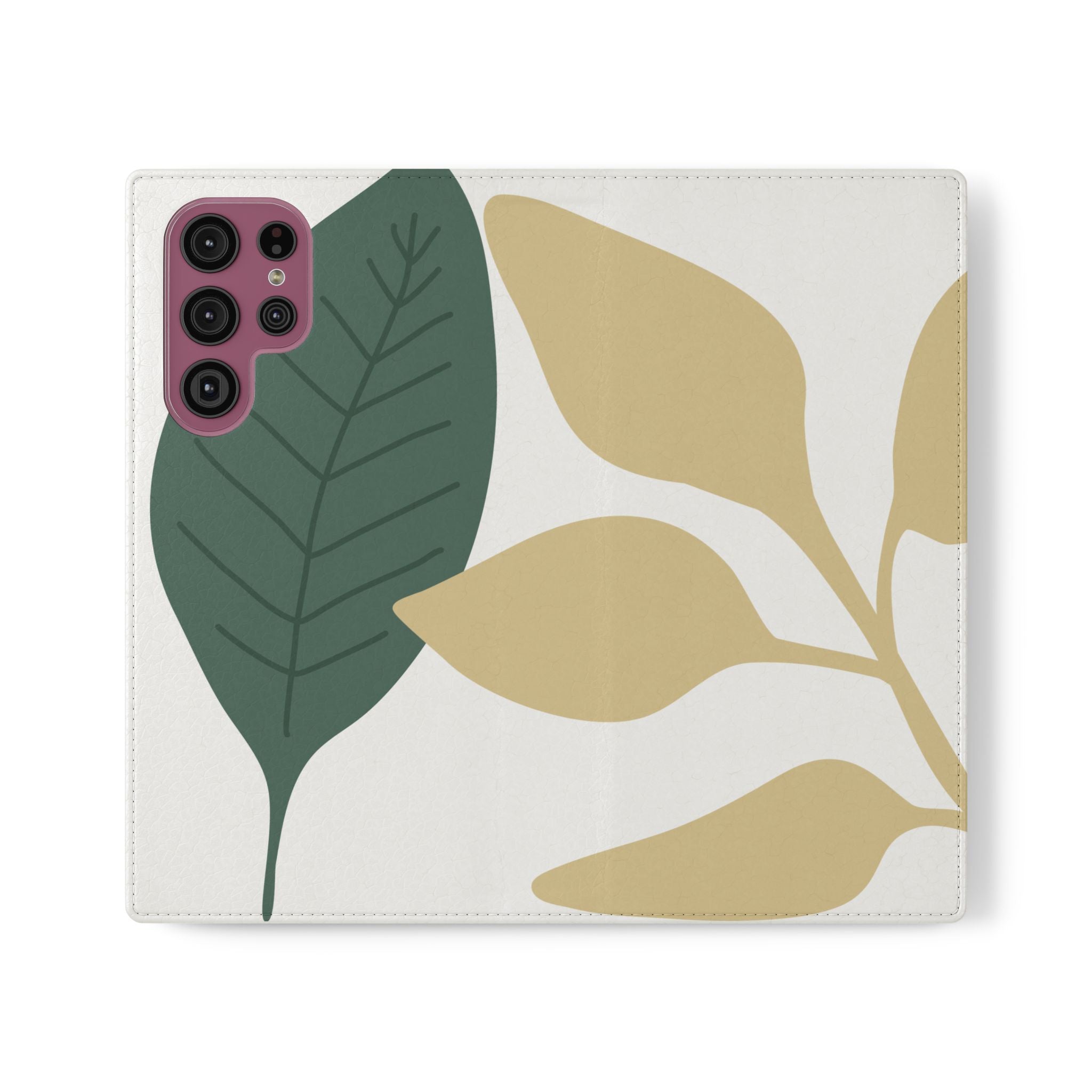 Botanical Leaf Flip Phone Case — Floral Wallet Flip Case with Card Slots