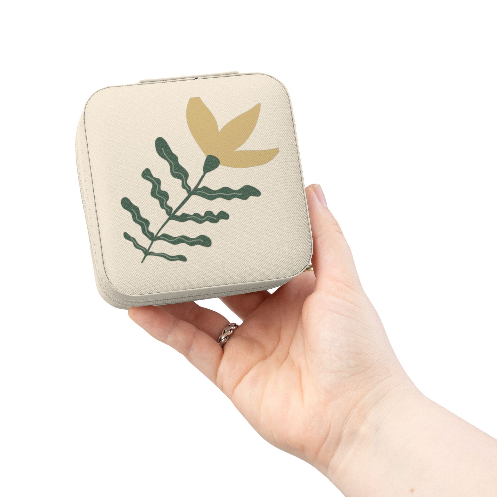 Floral Mini Jewelry Travel Case — Compact Ring & Earring Organizer