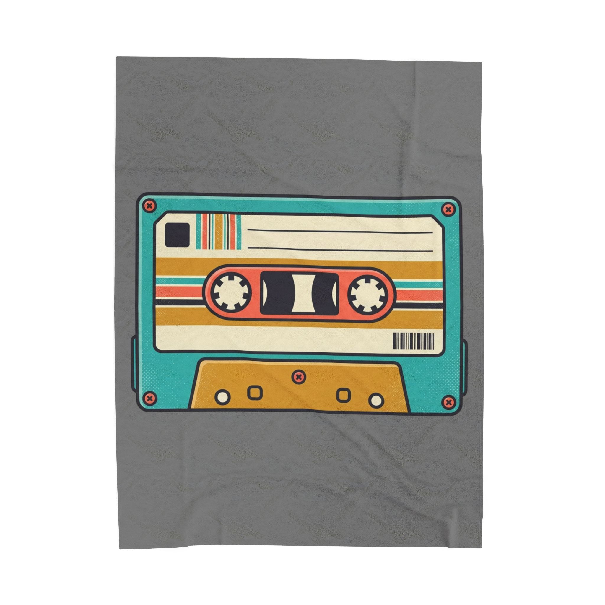 Retro Cassette Velveteen Plush Blanket — Vintage Tape Throw for Music Lovers